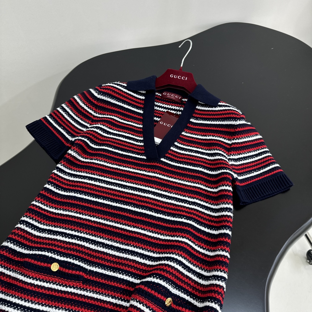 Gucci New Wool Striped Jacquard Dress*