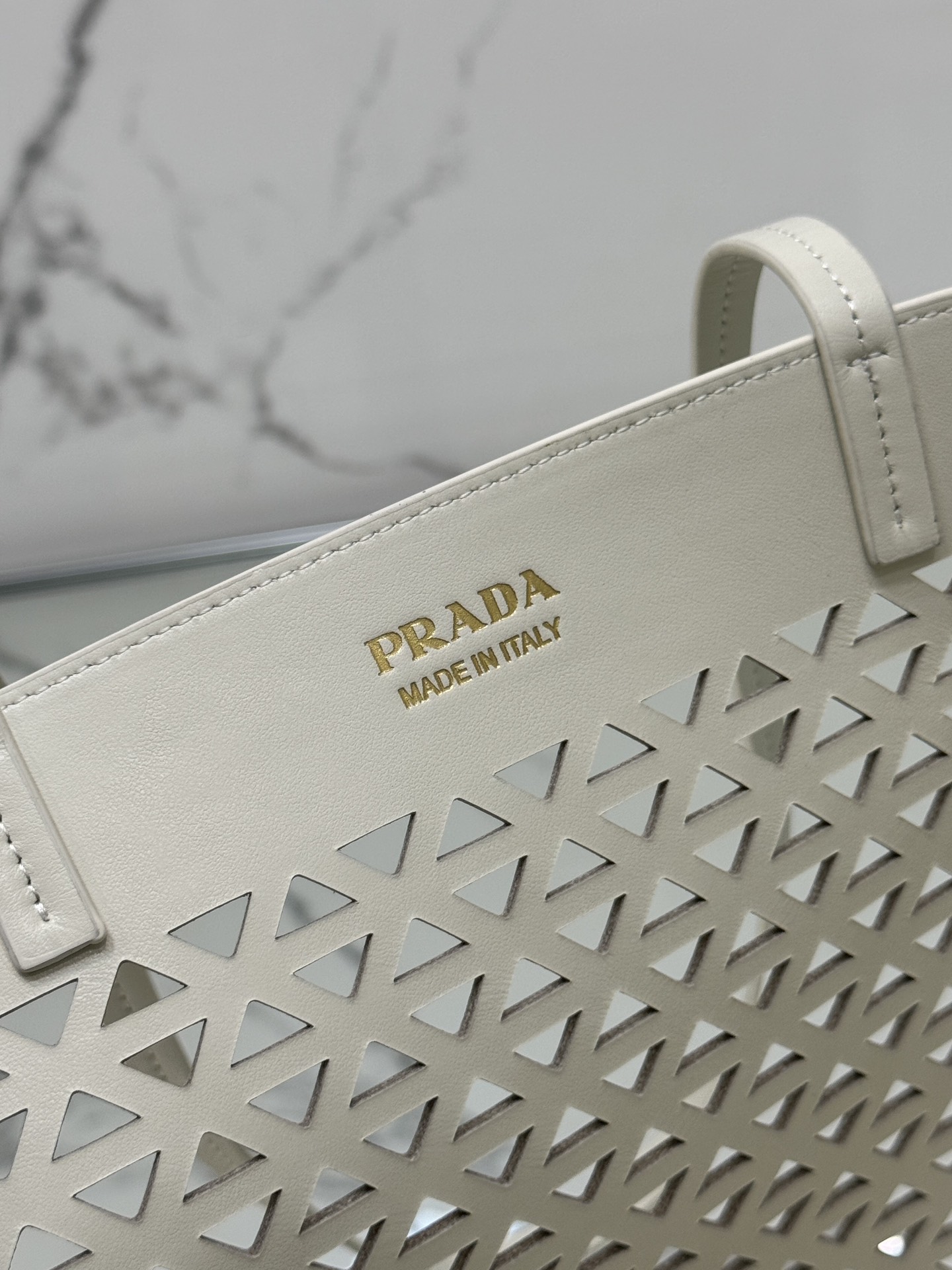 Prada-Laser-Cut Leather Tote Bag