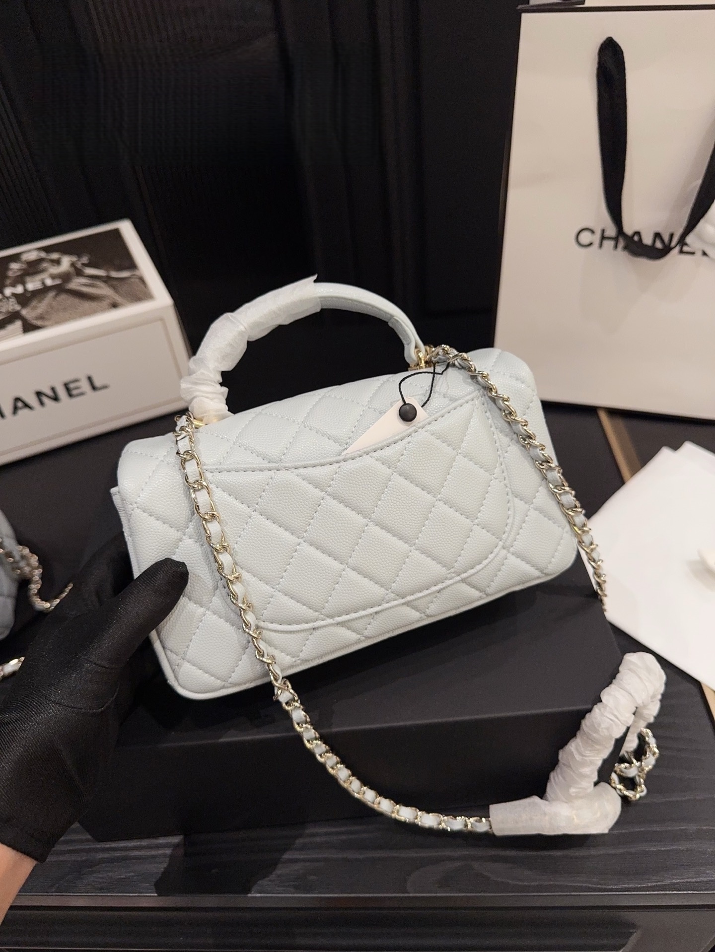 CHANEL 24P Classic Flap Bag Misty Blue