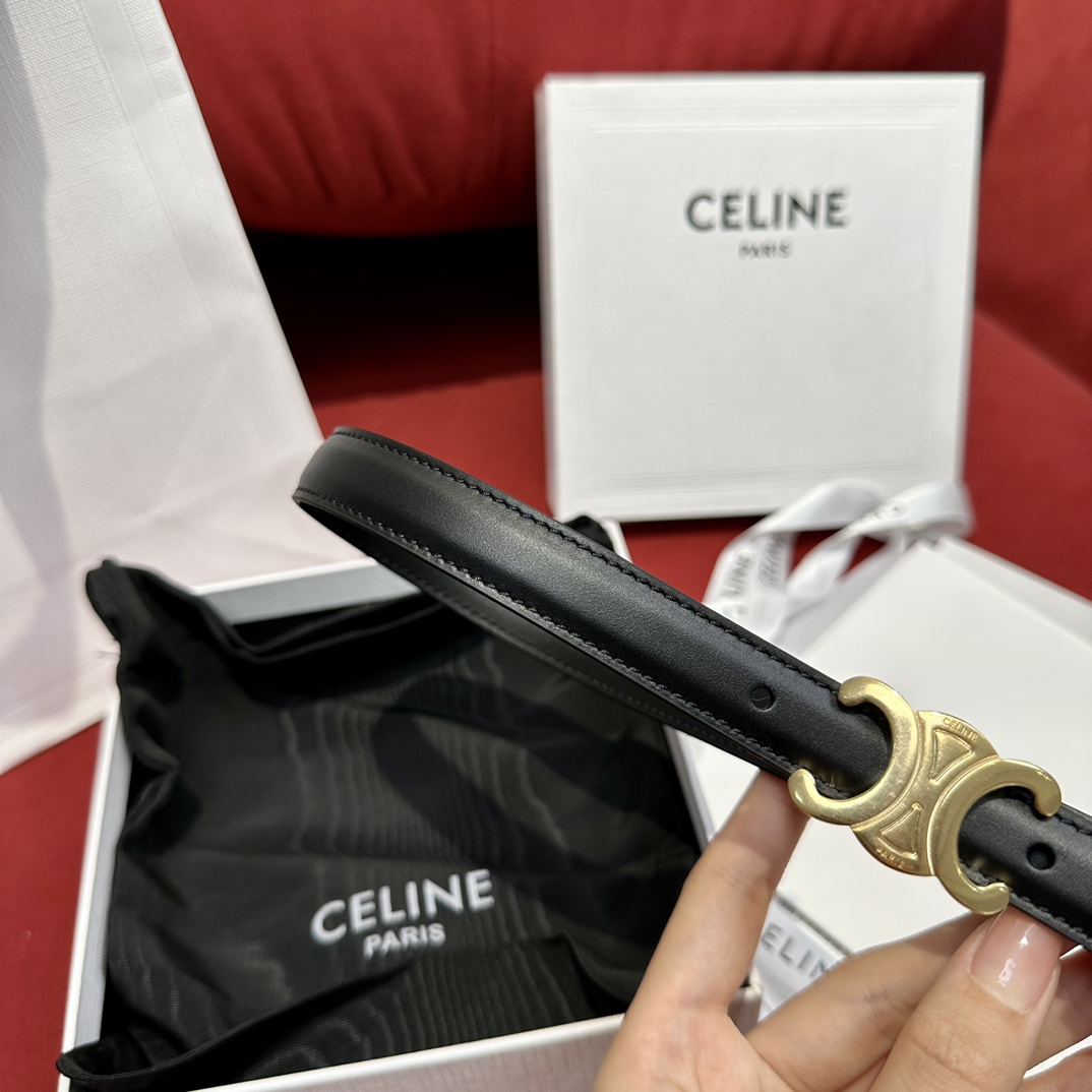 Celine- Triomphe Belt in Taurillon Leather