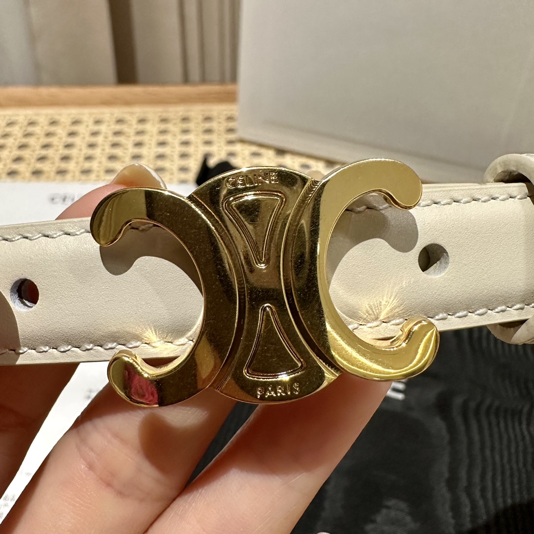 Celine Triomphe Belt in Taurillon Leather