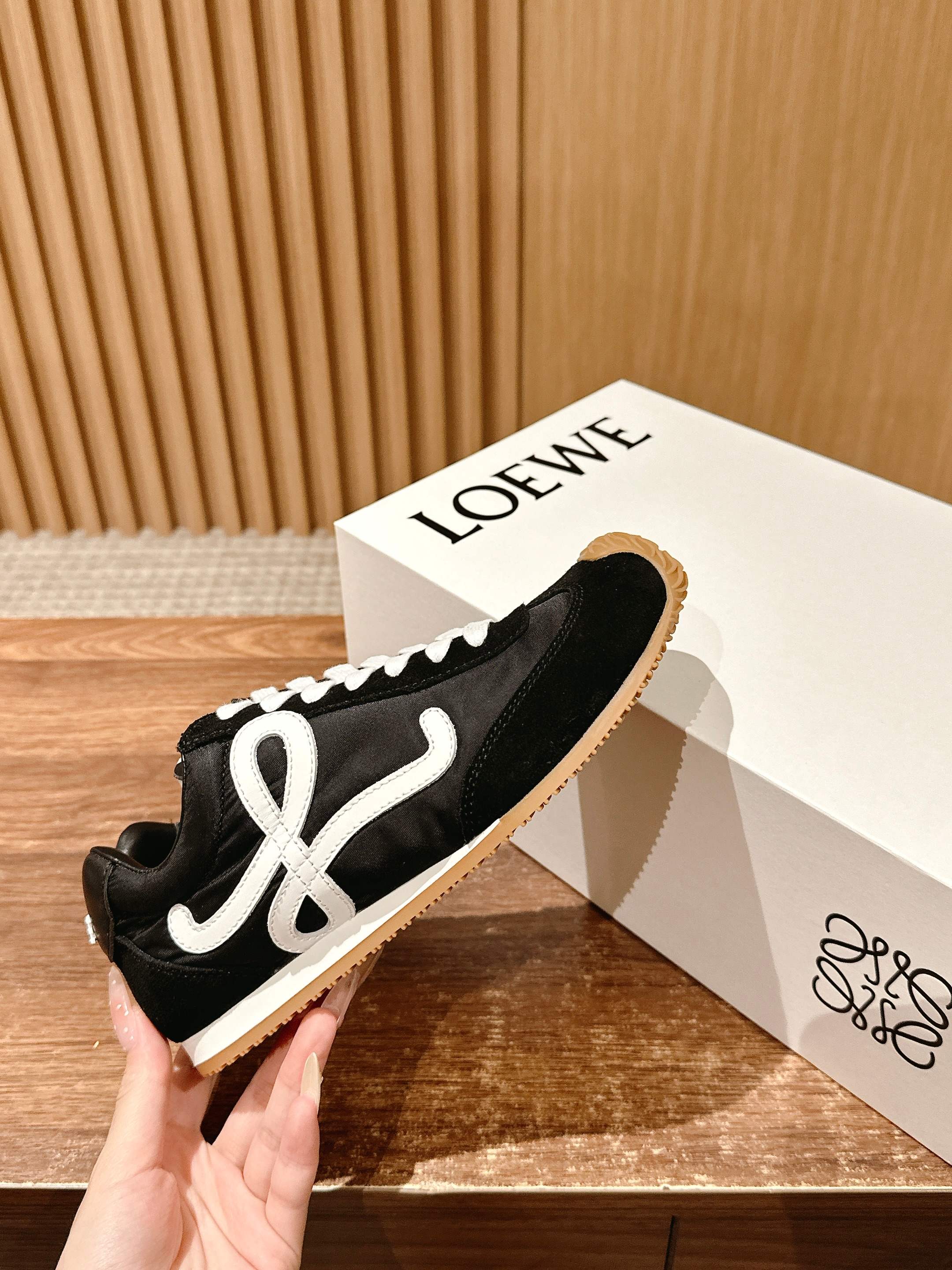 Ballet Runner 2.0 in nylon and calfskin Black