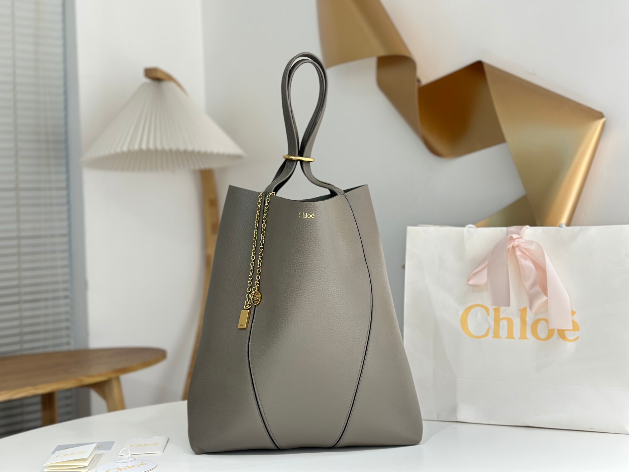 Chloe Spin grained leather tote bag