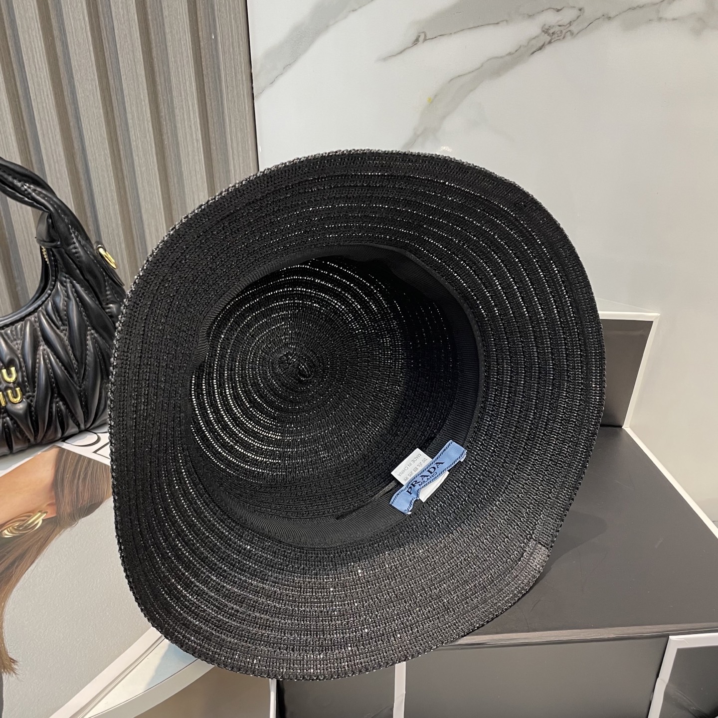 Prada Crochet Raffia Hat