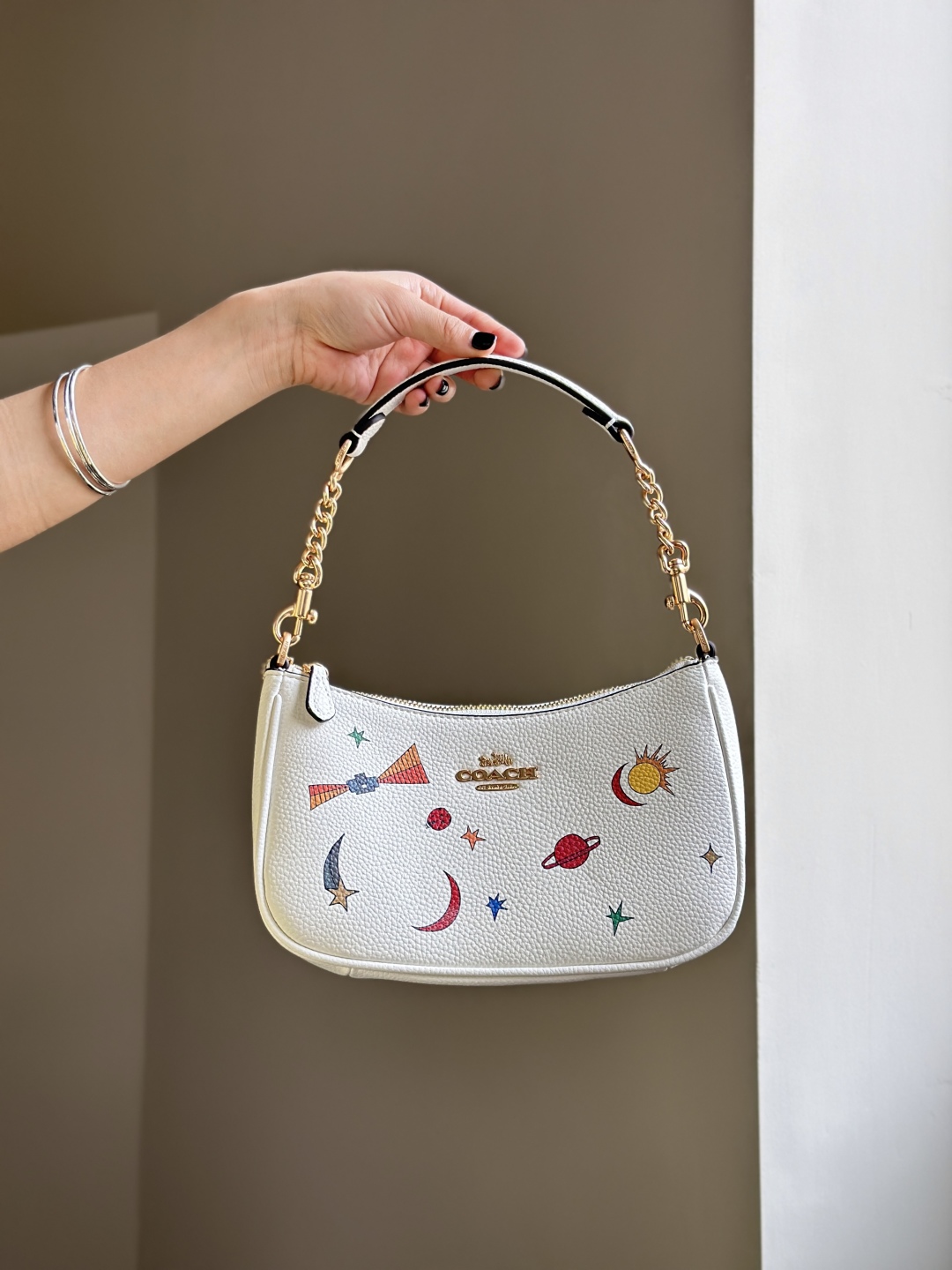 Coach White Starry Sky Shoulder Bag