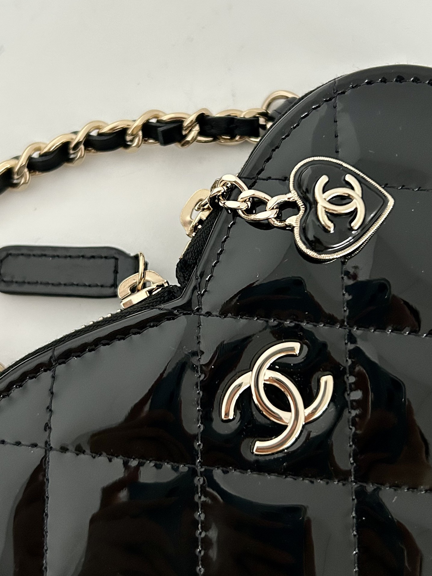 Chanel Patent Leather Heart-Shaped Twin Bag