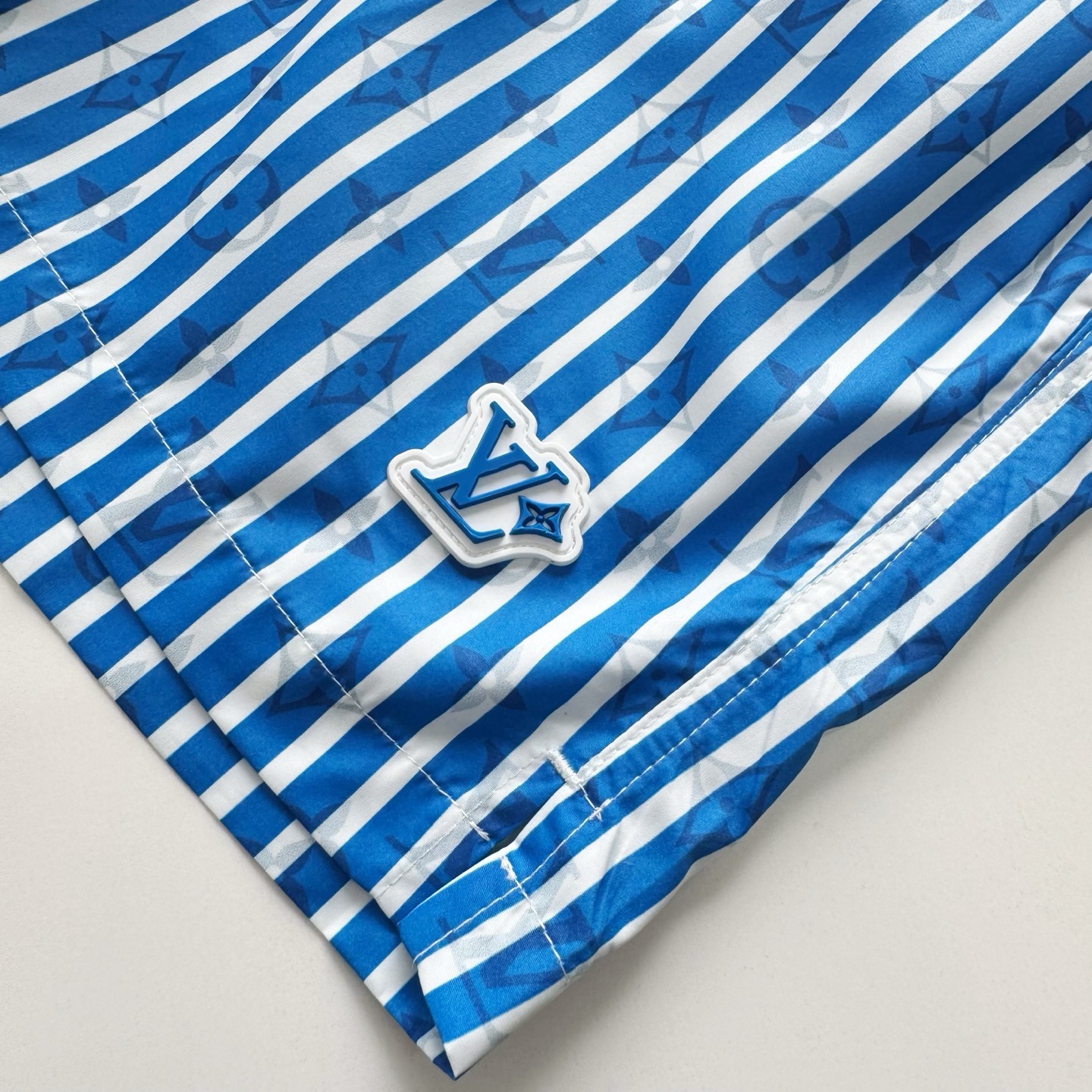LV Men's Stretch Swim Shorts Blue retro stripe