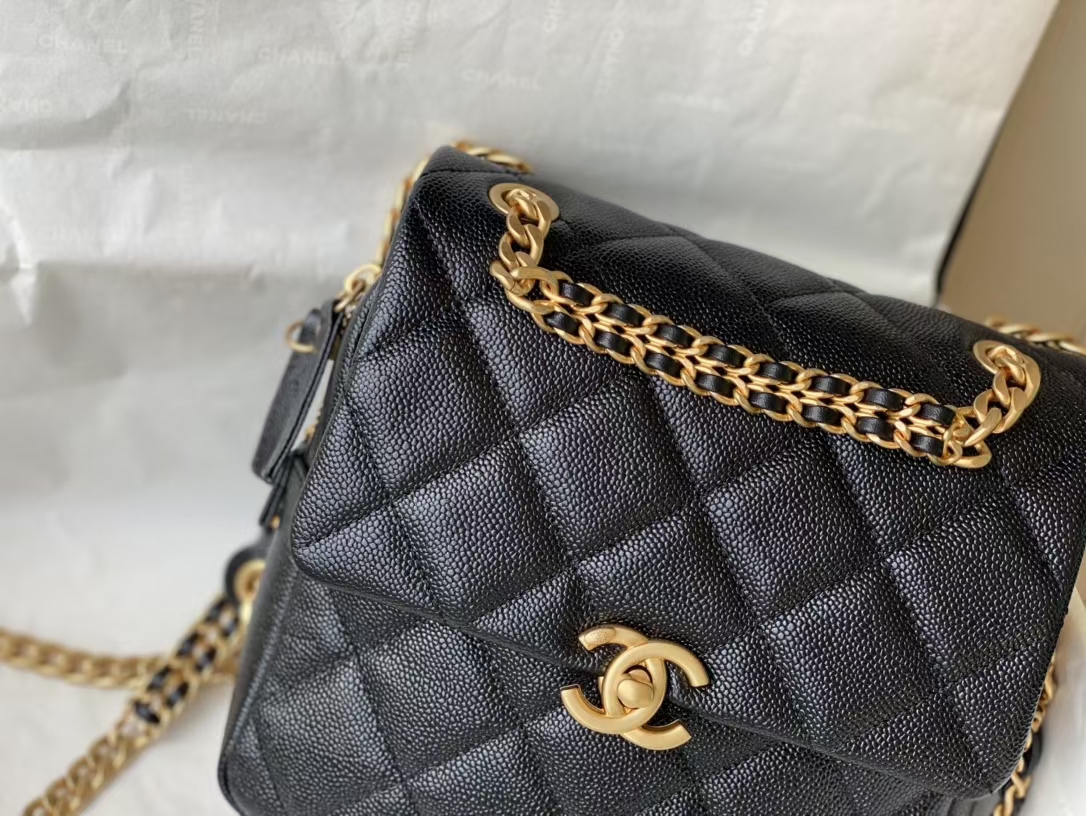 𝗖𝗛𝗔𝗡𝗘𝗟 22P retro black backpack