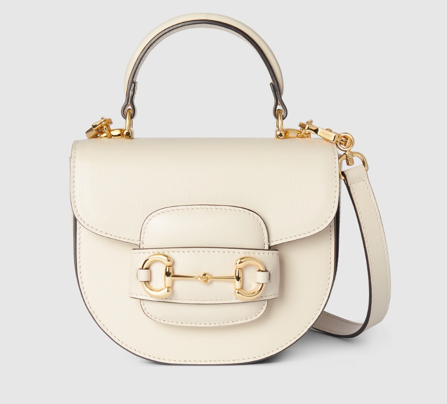 GUCCI HORSEBIT 1955 MINI TOP HANDLE BAG-White-‎781387
