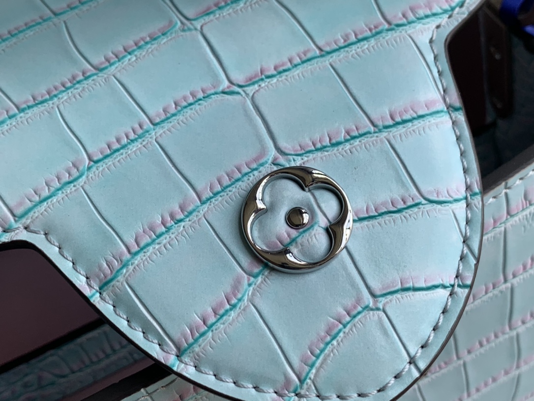 CAPUCINES-blue silk rose diamond buckle crocodile pattern