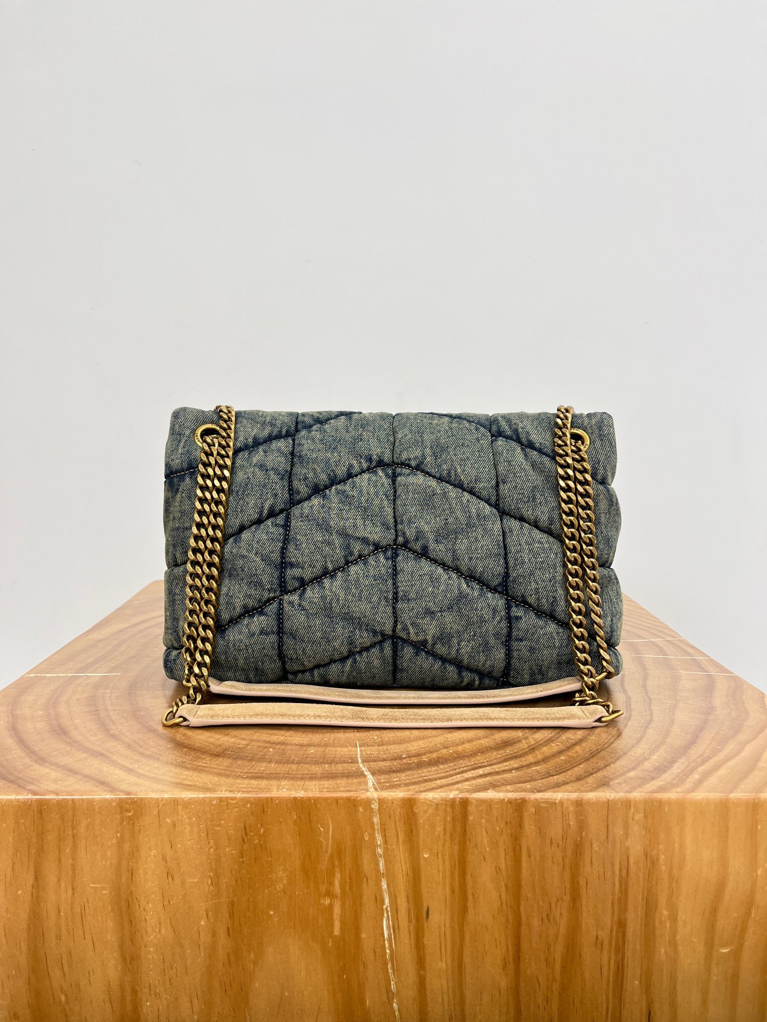 Saint Laurent Loulou Puffer Denim Shoulder Bag