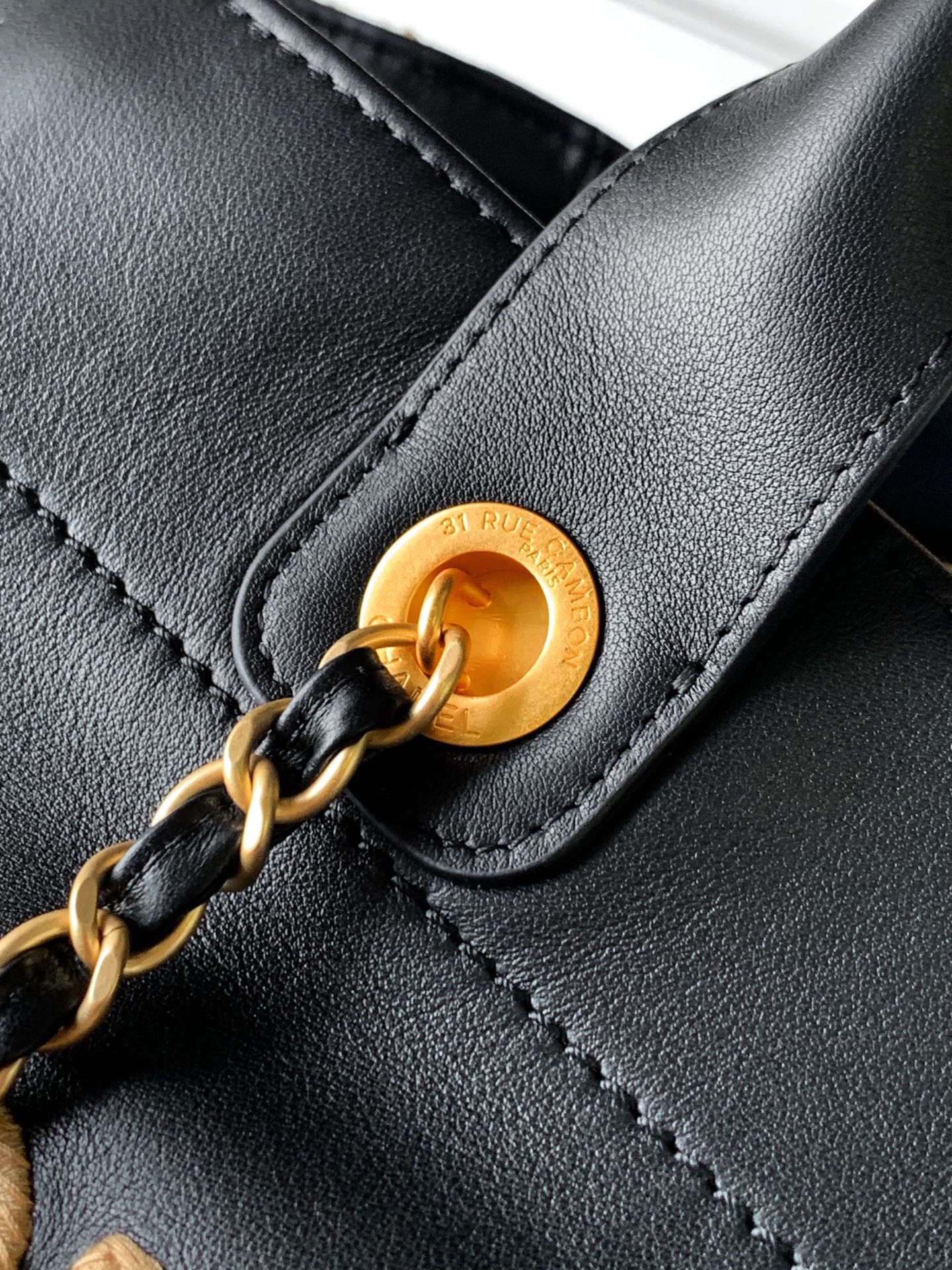 Chanel Calfskin Knit Medium Deauville Tote Black Grey