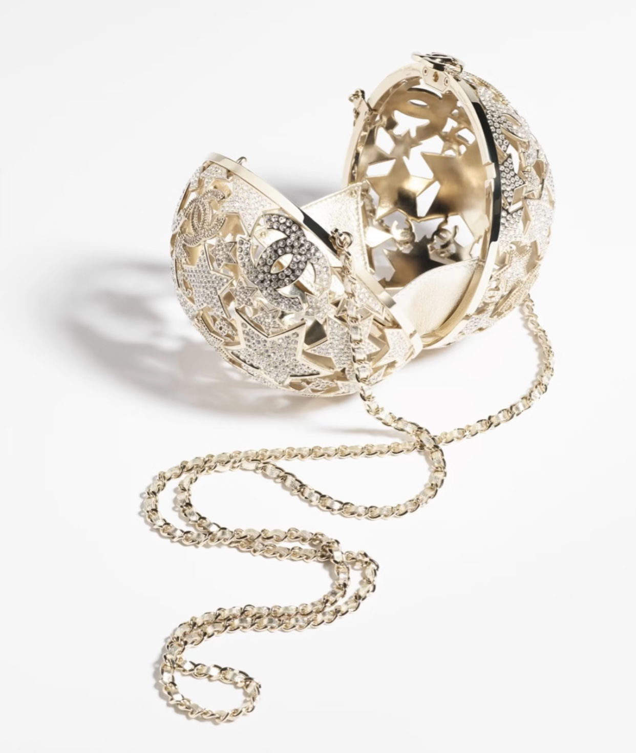 Chanel Métiers d’art Sphere Minaudiere Gold-Tone Metal & Strass Golden & Crystal