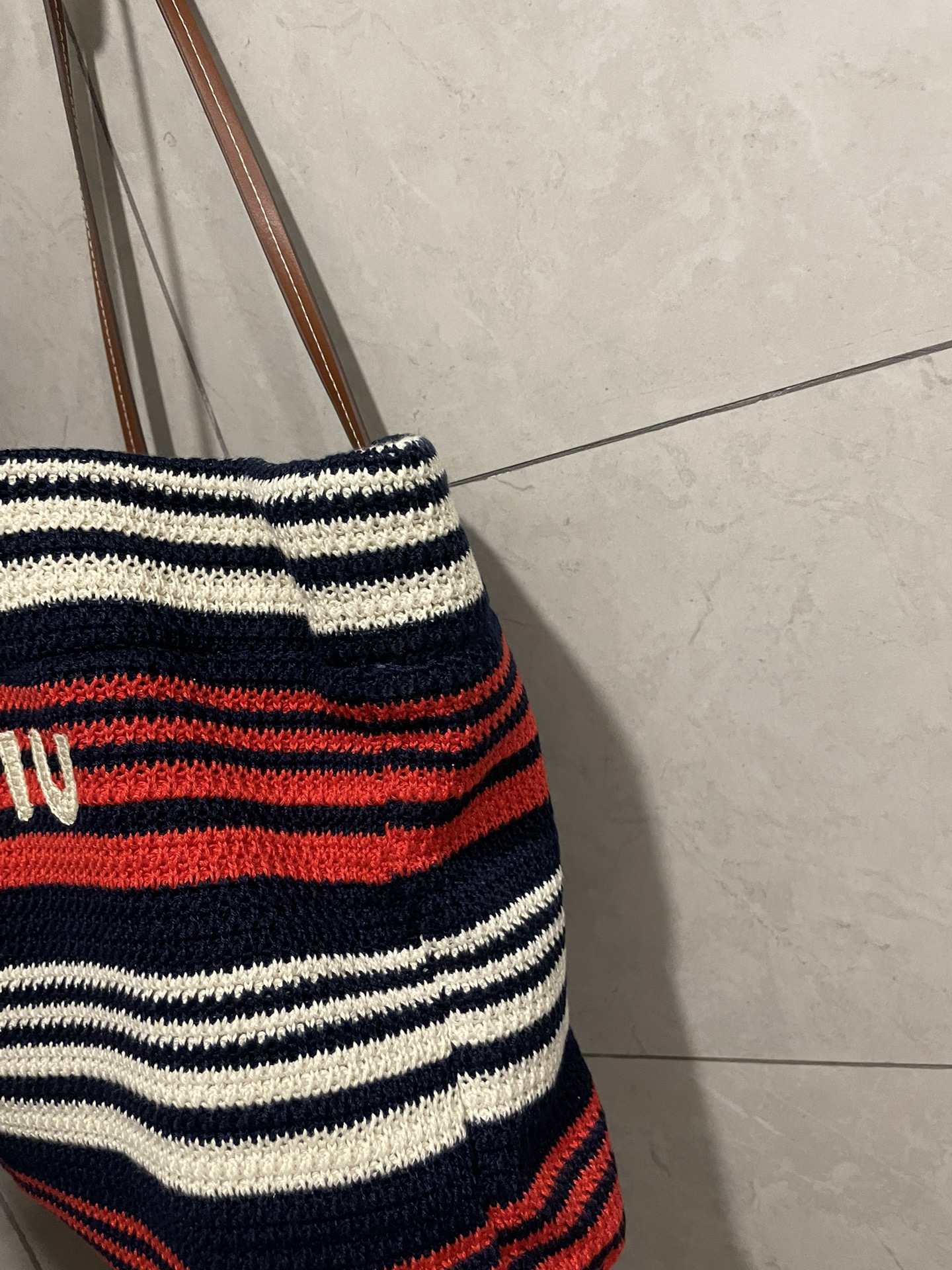 Miu Miu-Raffia woven tote bag