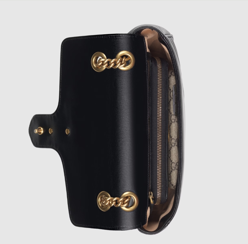 GG MARMONT SMALL MATELASSÉ SHOULDER BAG-Black-‎443497