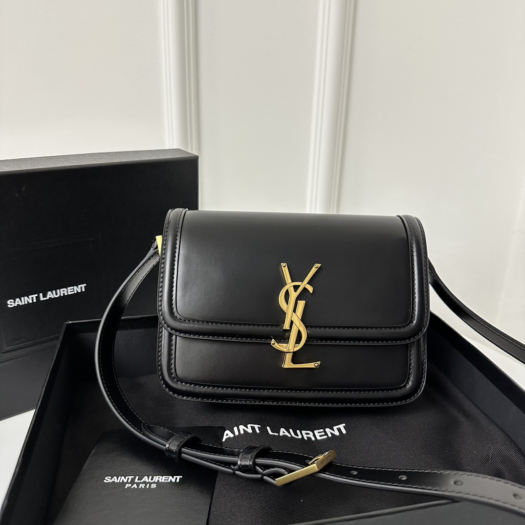 Saint Laurent Smooth Calfskin Solferino Satchel Black