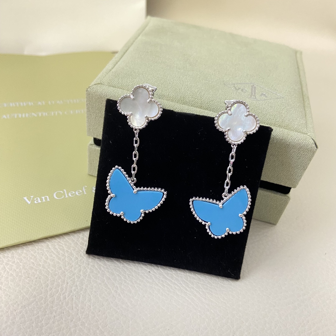 Van Cleef & Arpels Turquoise Mother-of-Pearl Lucky Alhambra Earclips