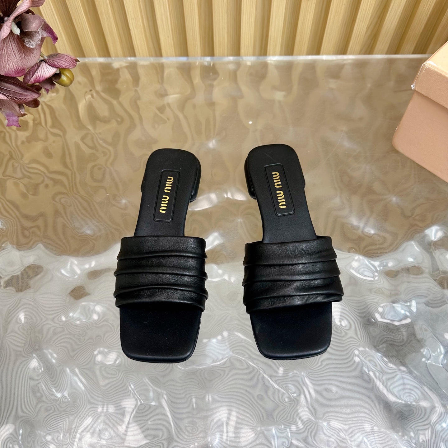 MIU MIU Bow-Embellished Slide Sandals