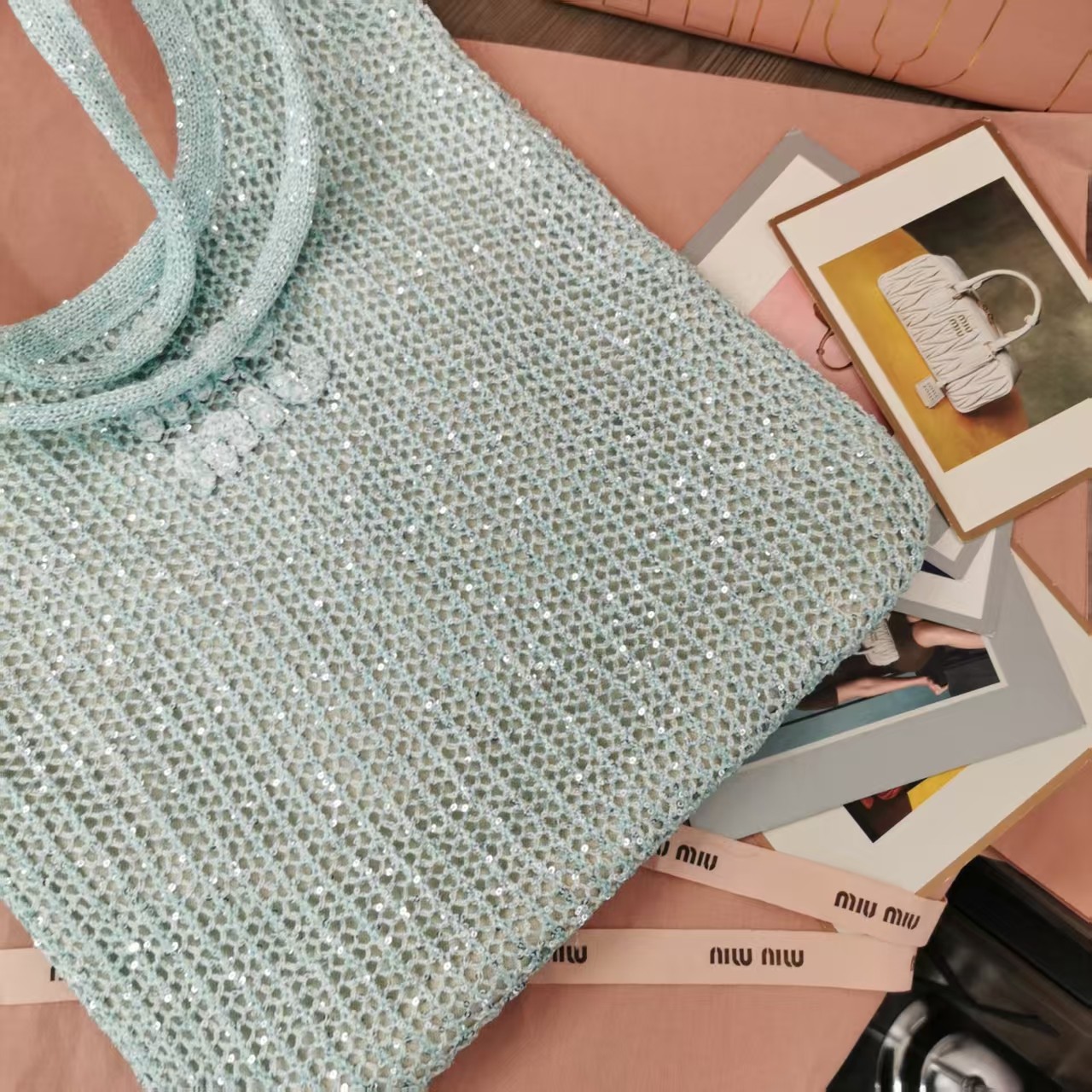 MIUMIU-IVY sequin mesh bag