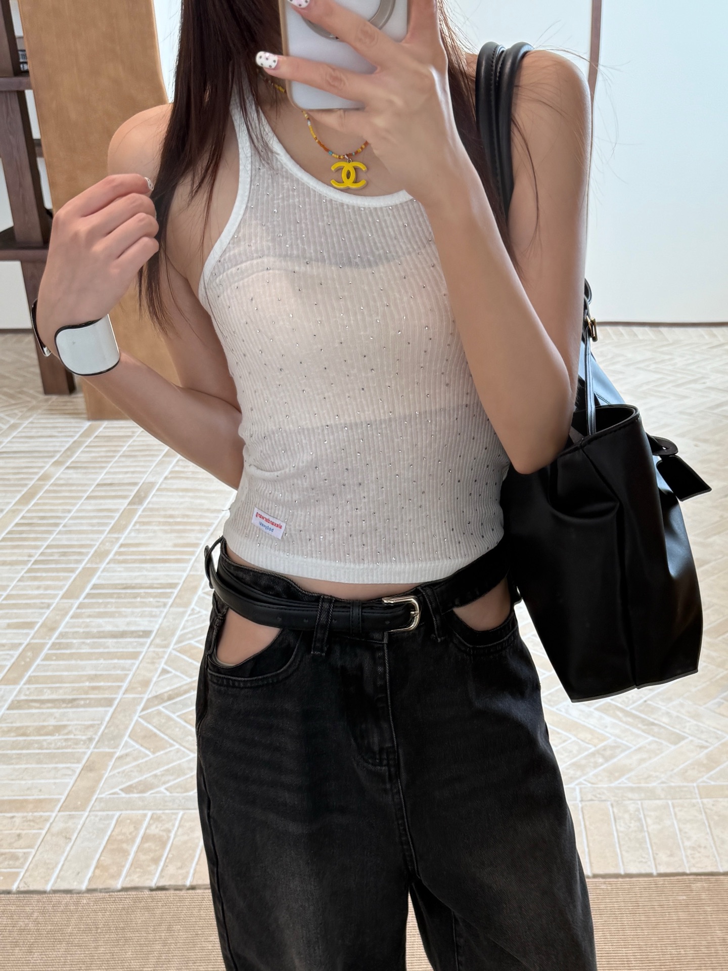 Alexander Wang Crystal-Embellished Racerback Tank