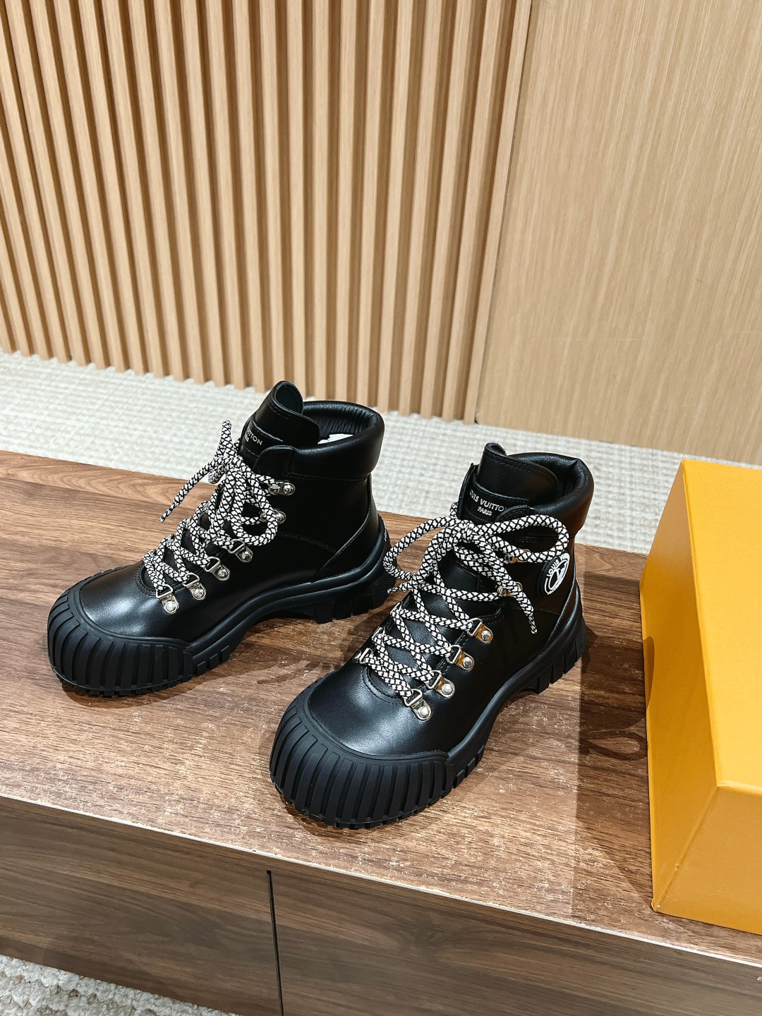 Louis Vuitton Calfskin Patent Monogram Ruby Flat Ranger Boots