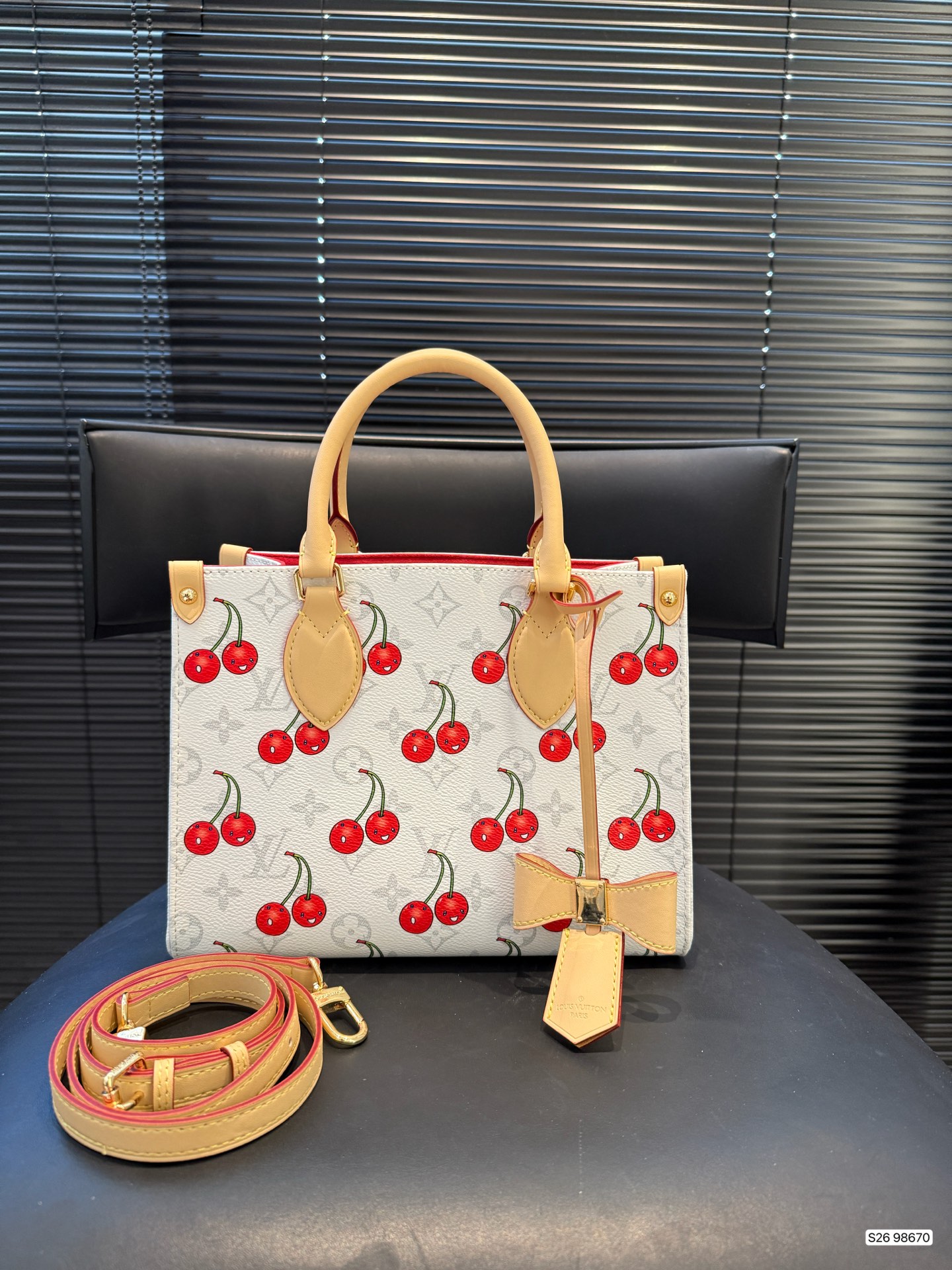 LV White Cherry Tote Bag
