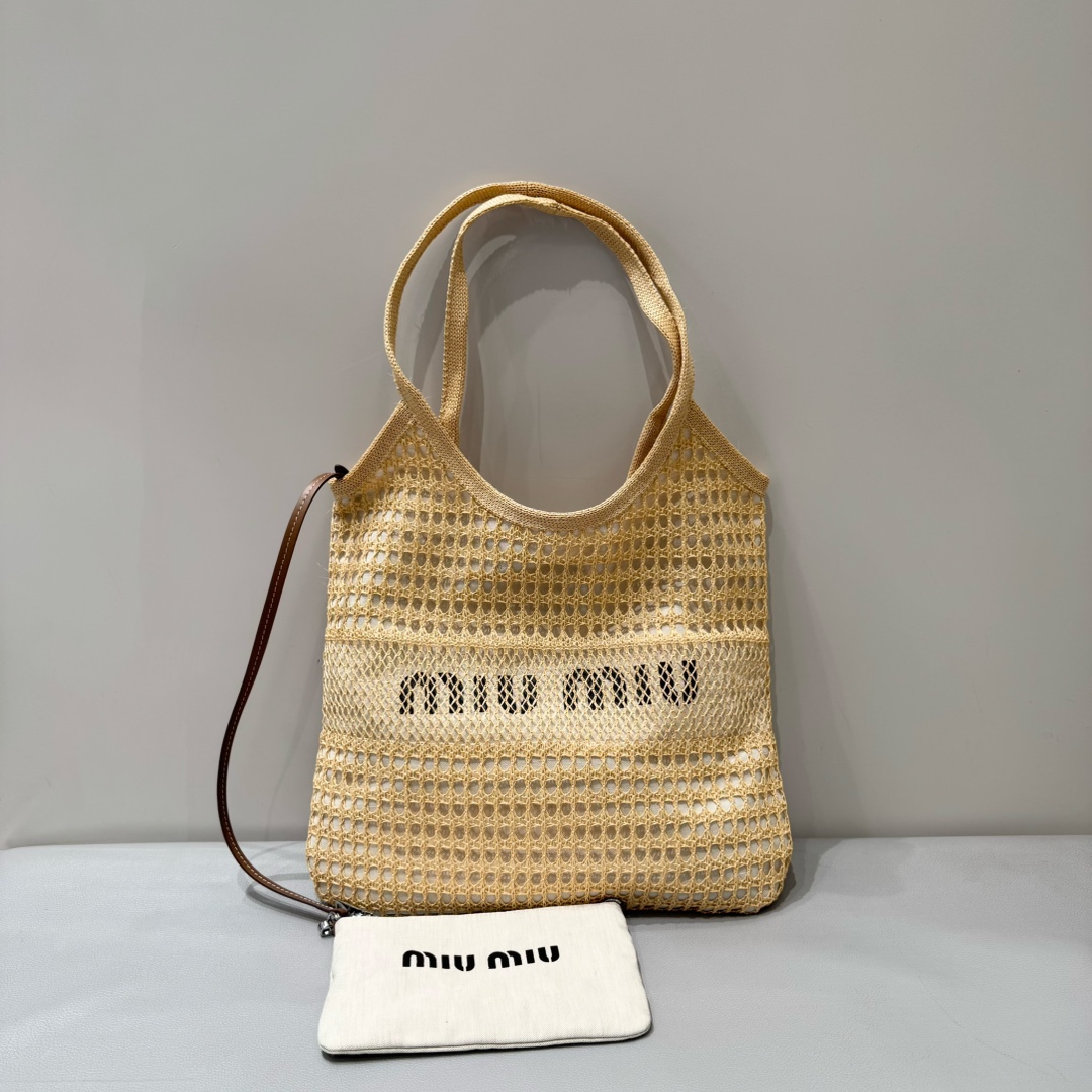 Miu Miu Woven Knit Tote Bag