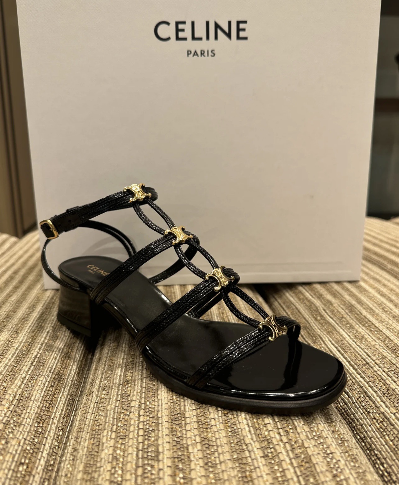 CELINE CLEMENCE MULTI TRIOMPHE SANDAL IN GLOSSY CALFSKIN