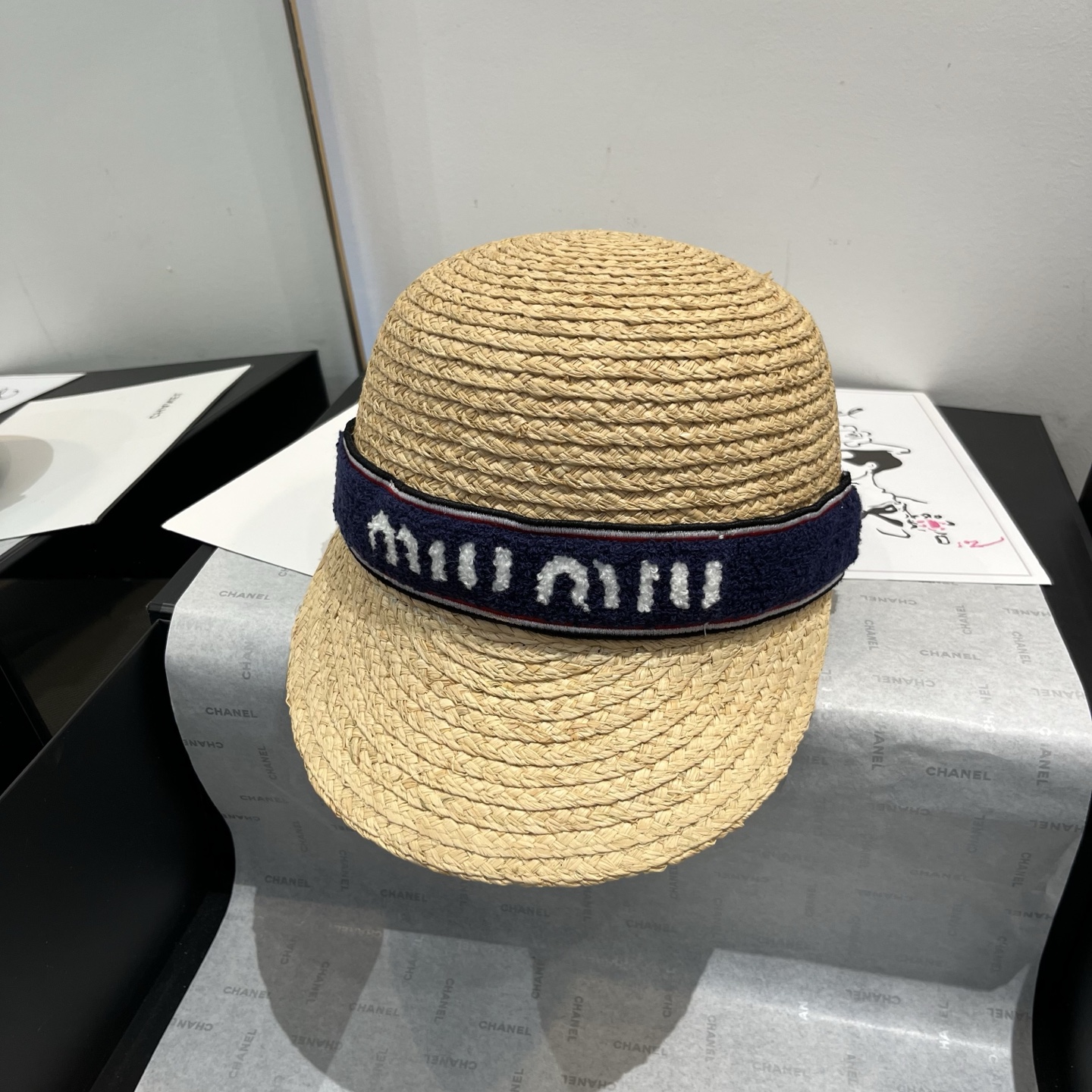 Miu Miu Raffia Straw Riding Hat
