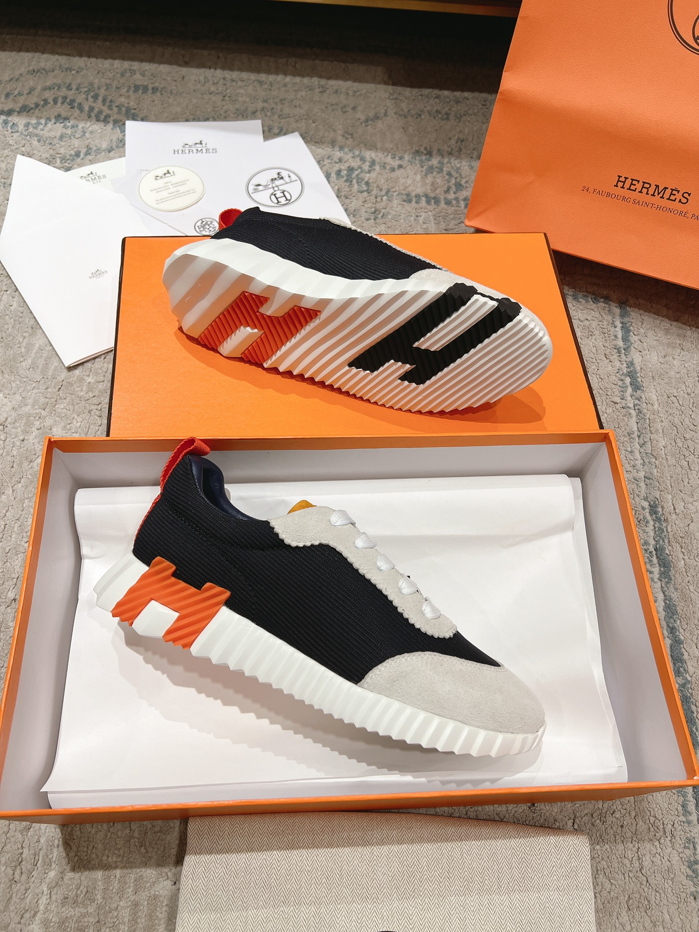 Hermes early autumn new couple casual shoes-black