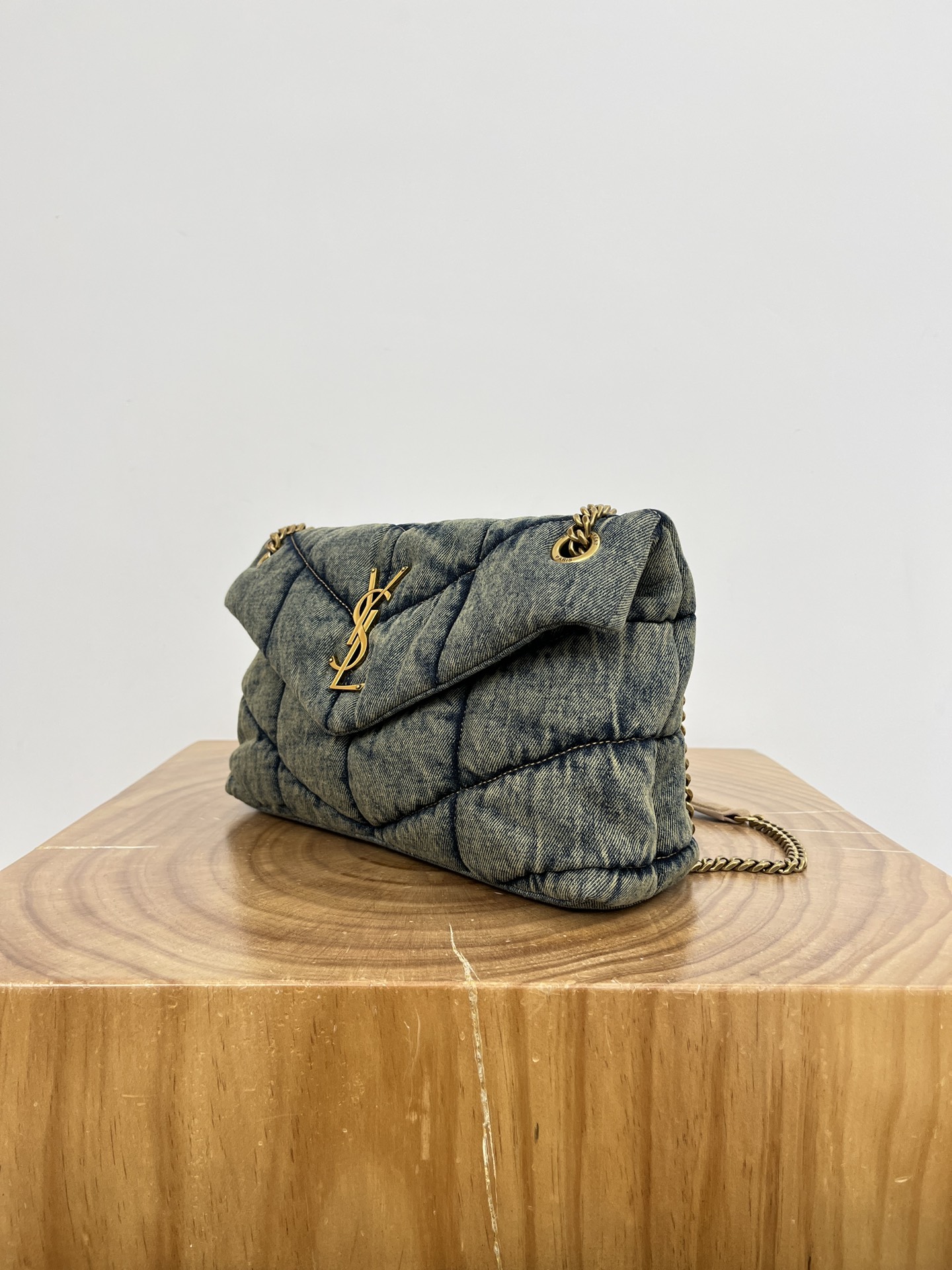 Saint Laurent Loulou Puffer Denim Shoulder Bag