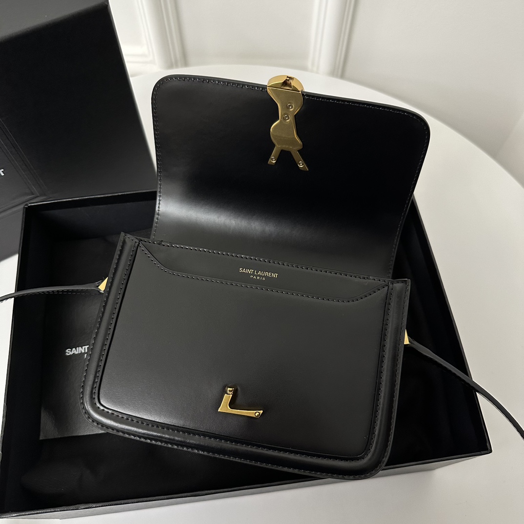 Saint Laurent Smooth Calfskin Solferino Satchel Black
