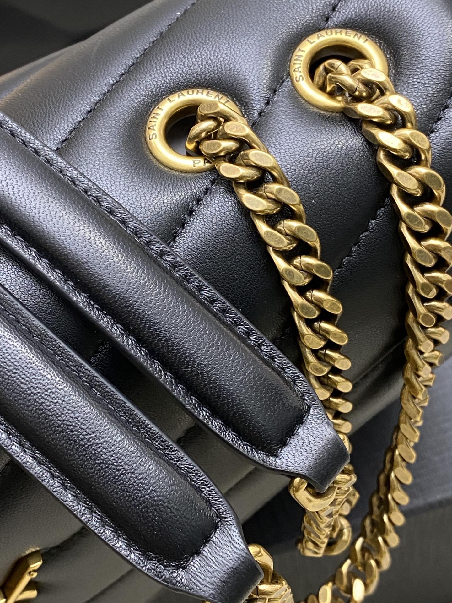 Saint Laurent Black Lambskin Loulou Medium Bag