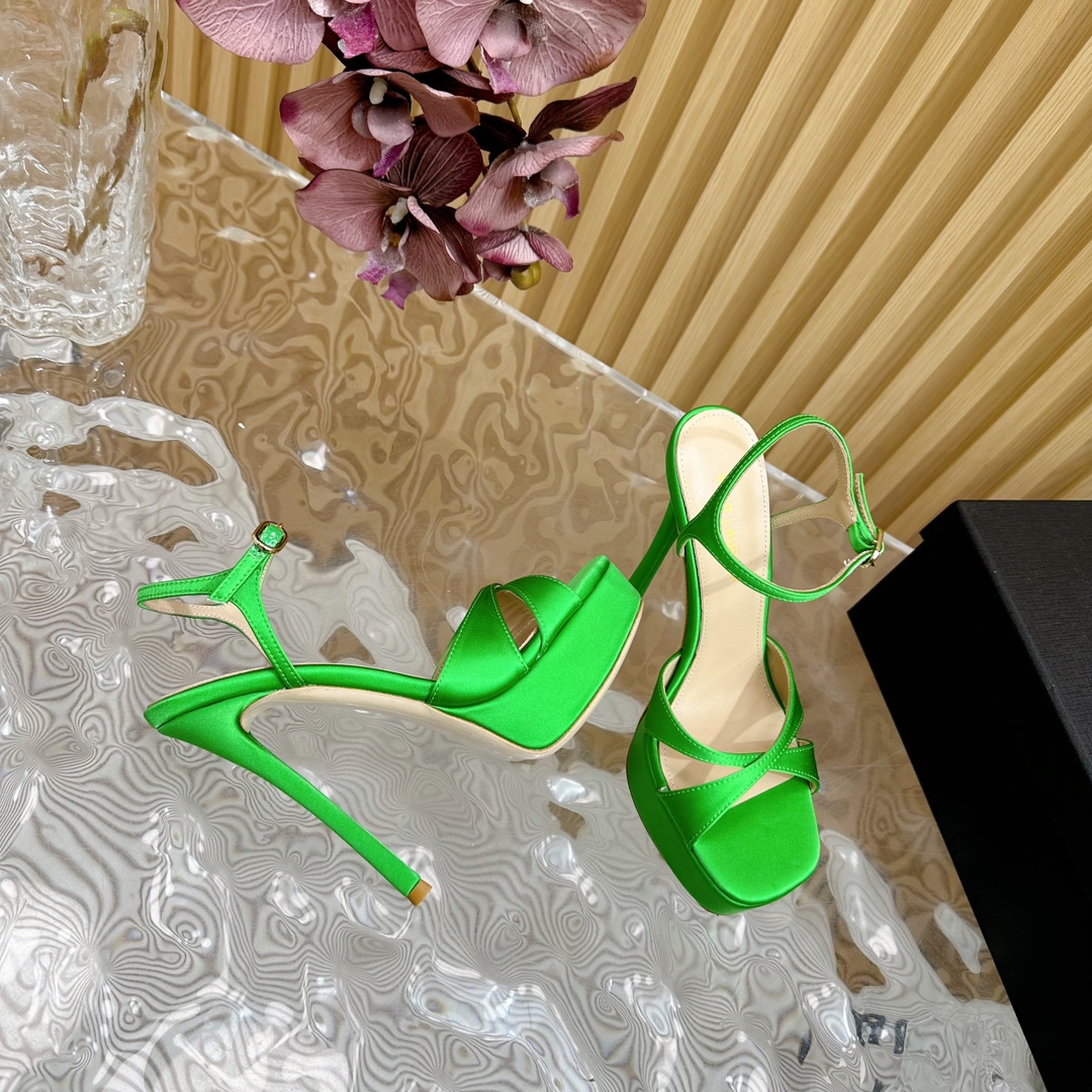 Saint Laurent high-heeled sandals-green