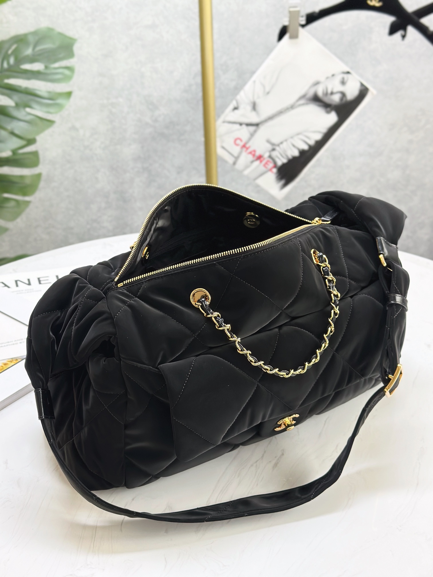 Chanel 24- Ski Collection Black Velvet Hobo