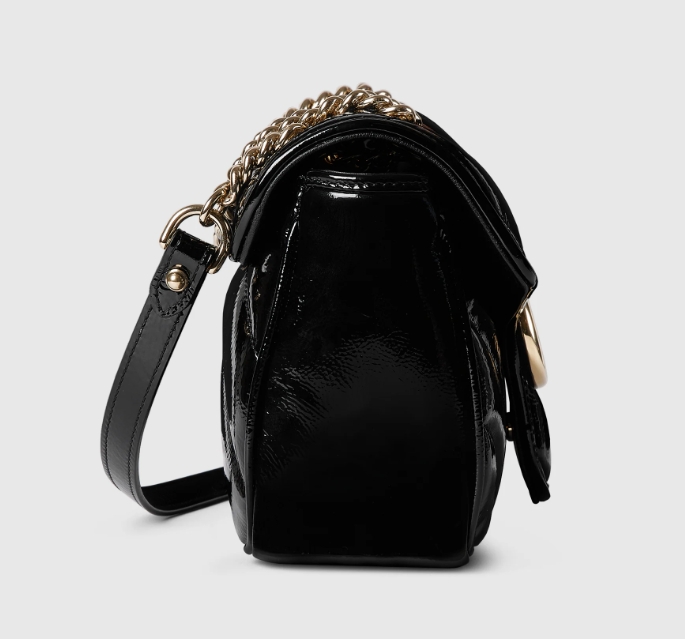 GG MARMONT SMALL SHOULDER BAG-Patent Black-443497