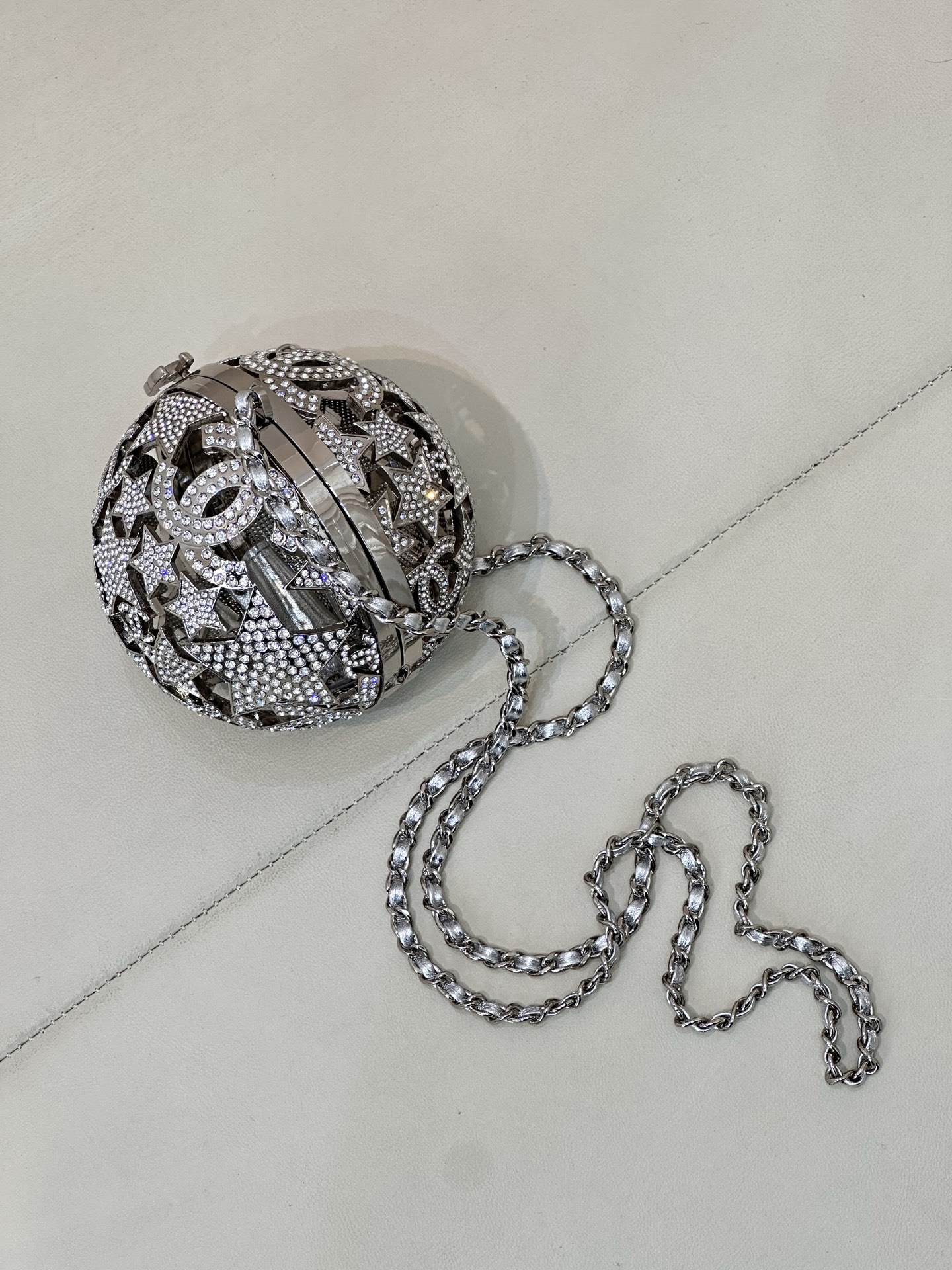 Chanel Métiers d’art Sphere Minaudiere Gold-Tone Metal & Strass Golden & Crystal