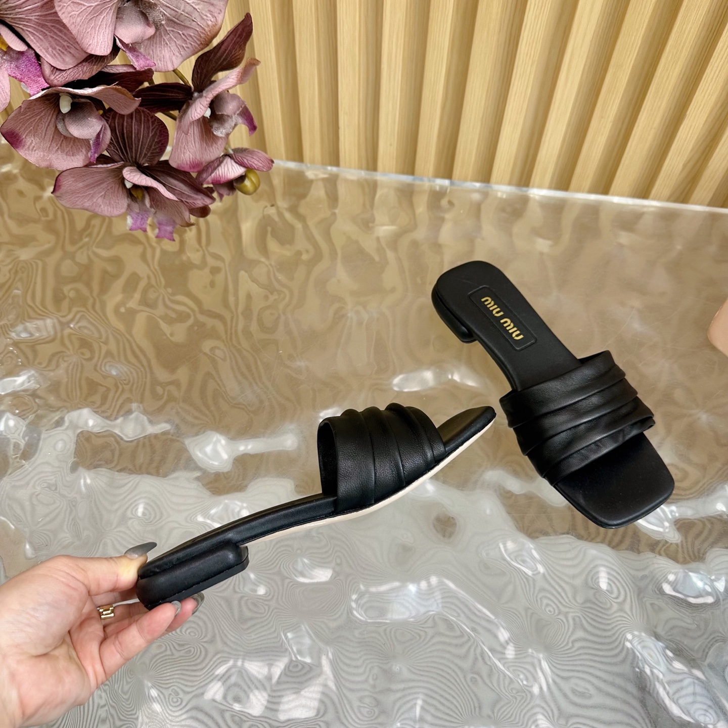 MIU MIU Bow-Embellished Slide Sandals