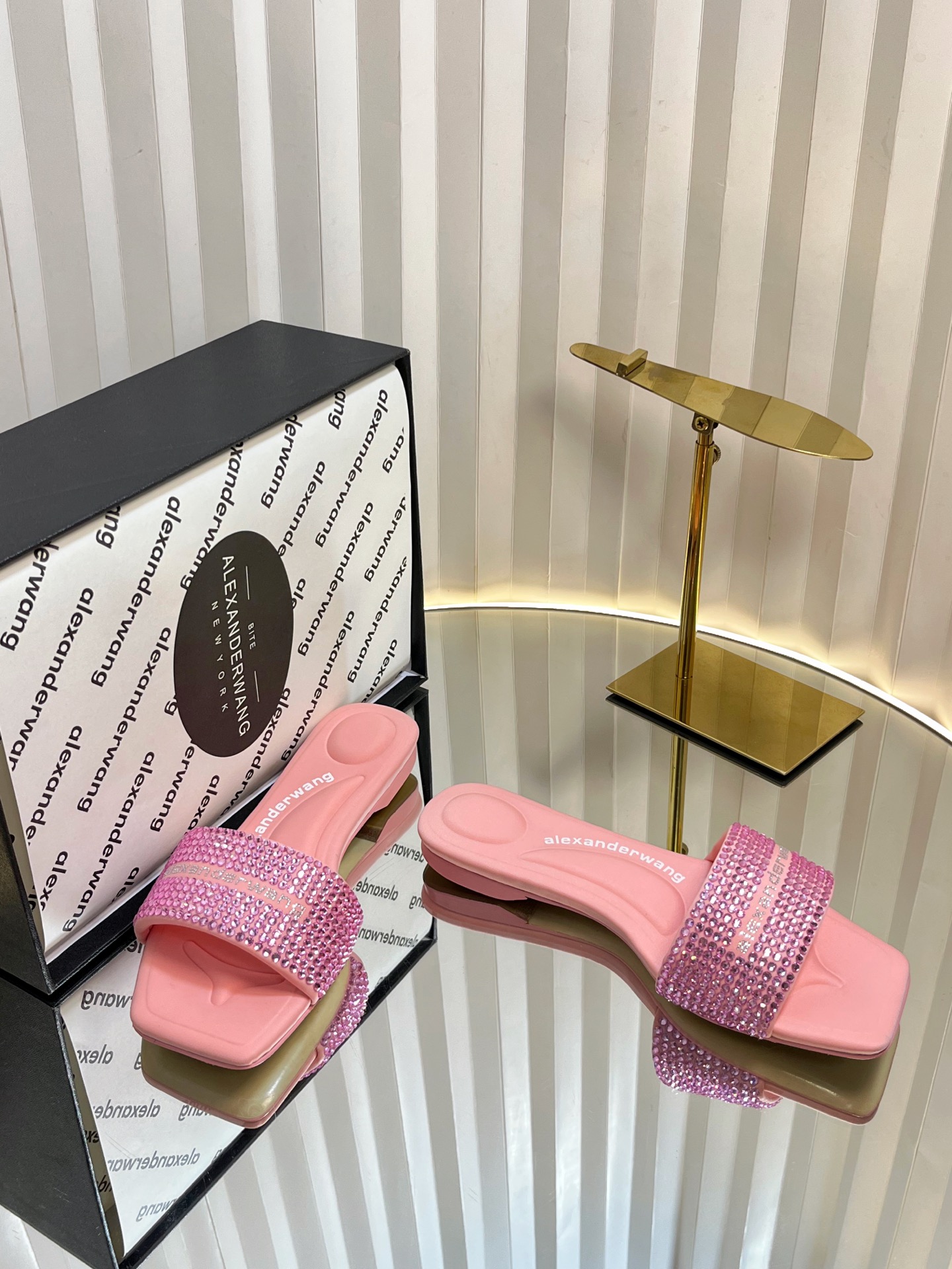 AlexanderWang Crystal Denim Slides