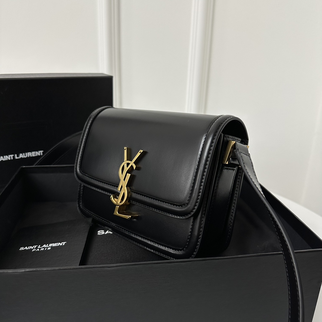 Saint Laurent Smooth Calfskin Solferino Satchel Black