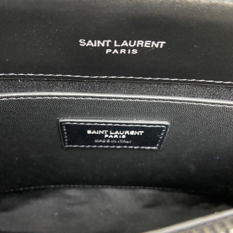 YSL Loulou Medium Long Envelope Crossbody Bag-Black