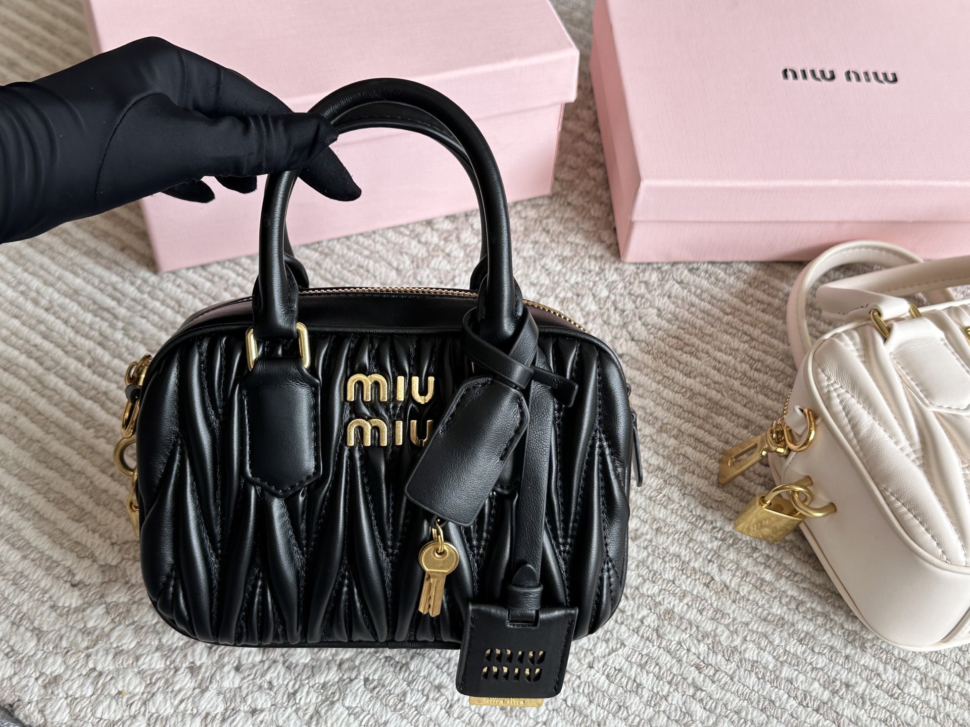 Miu Miu Matelassé nappa leather top-handle bag