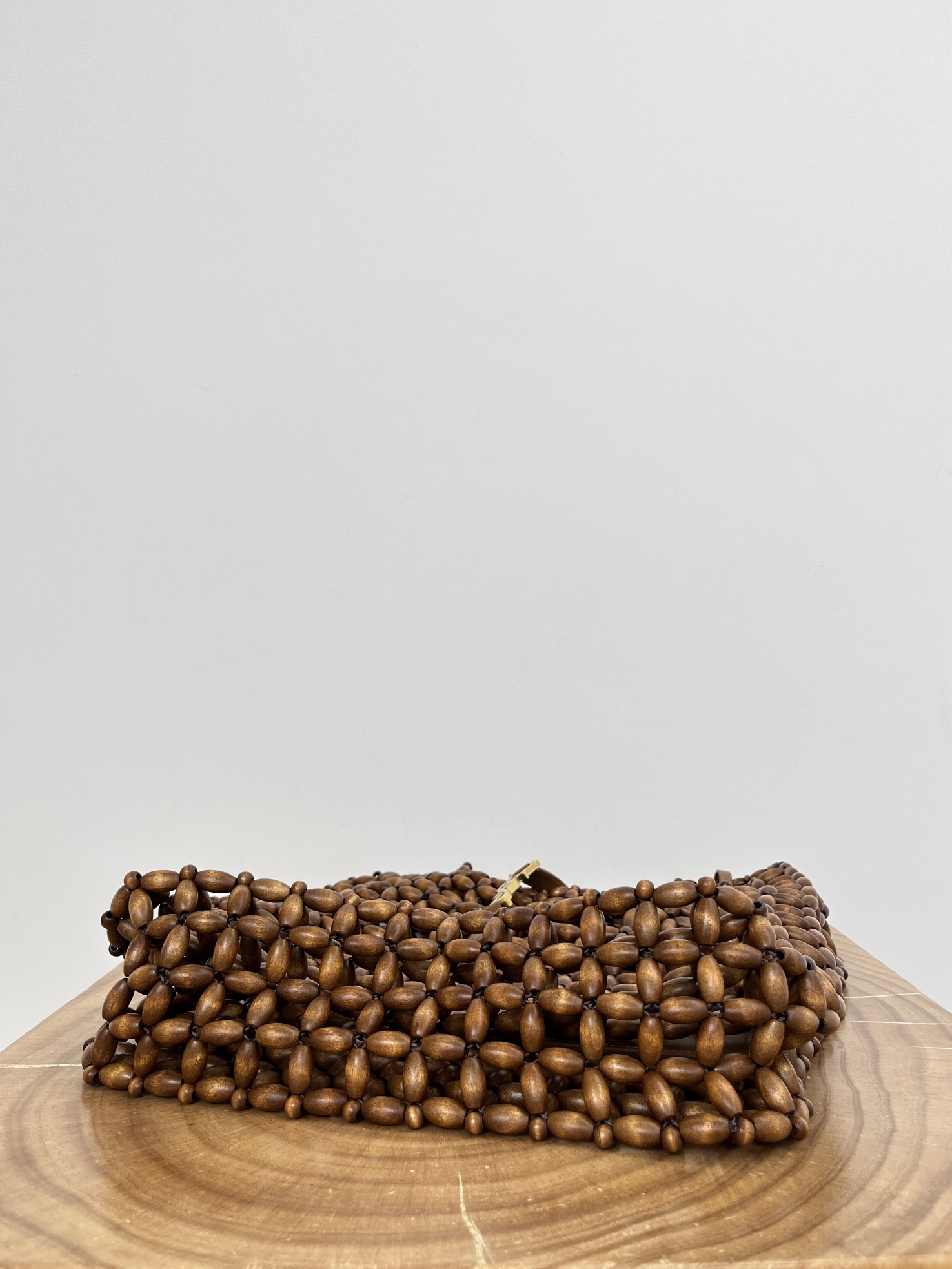 Saint Laurent Le 5 A 7 YSL Beaded Wood Hobo Bag