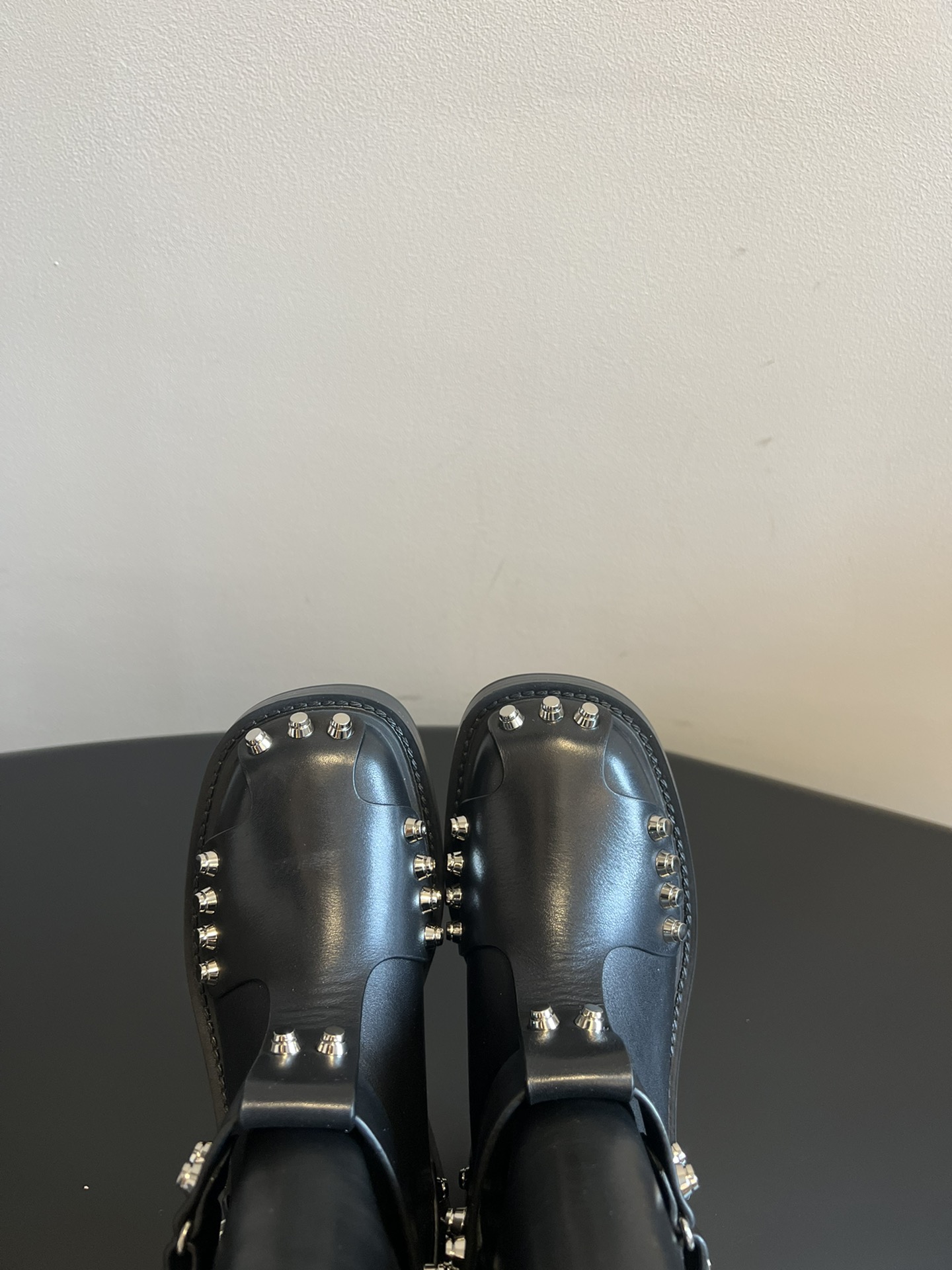 King studded leather buckle boots Doc Martens
