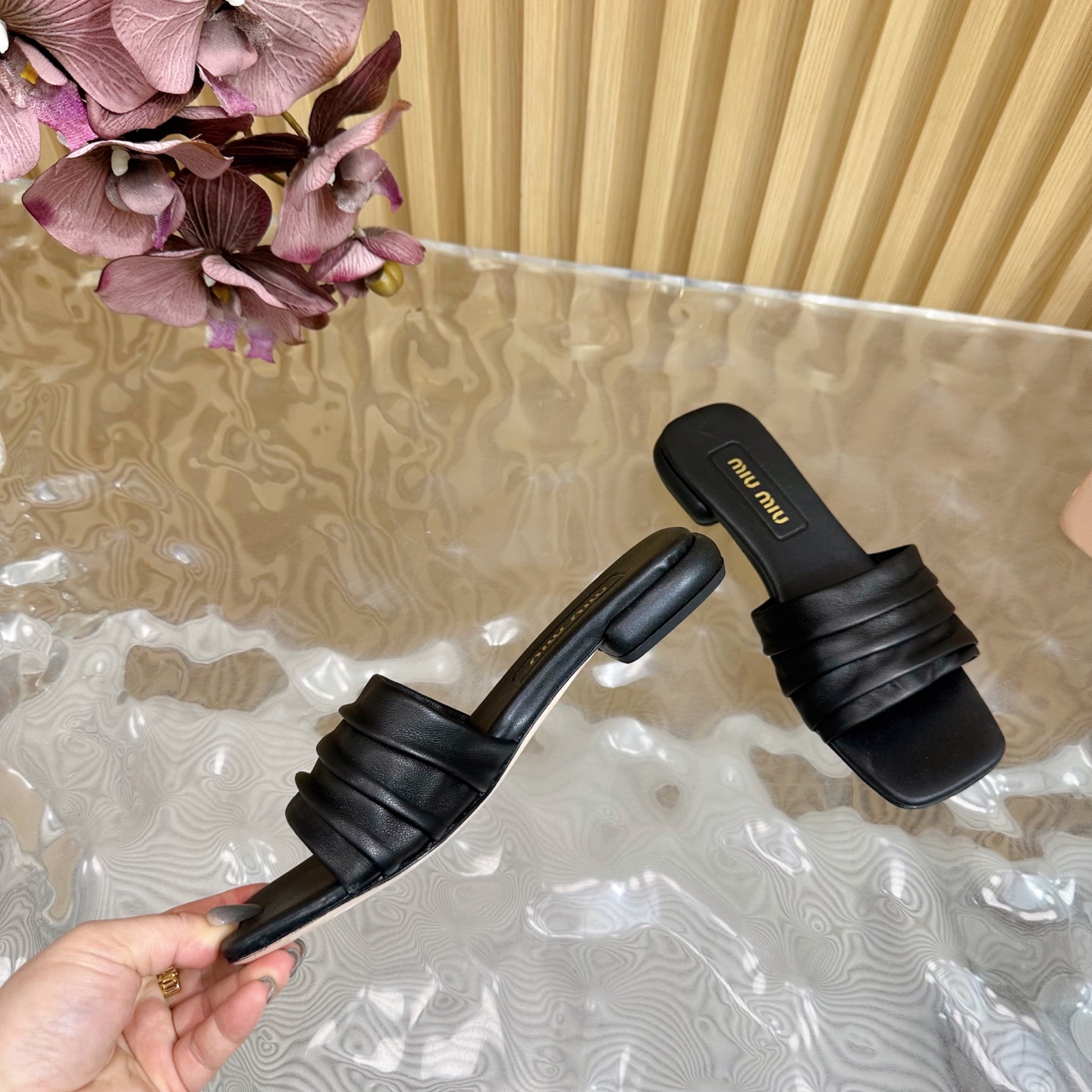 MIU MIU Bow-Embellished Slide Sandals