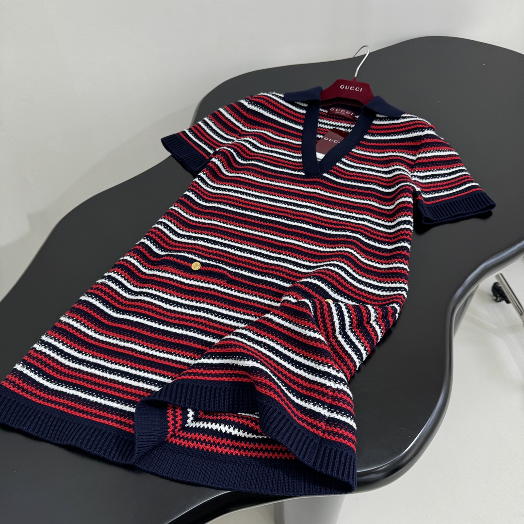 Gucci New Wool Striped Jacquard Dress*
