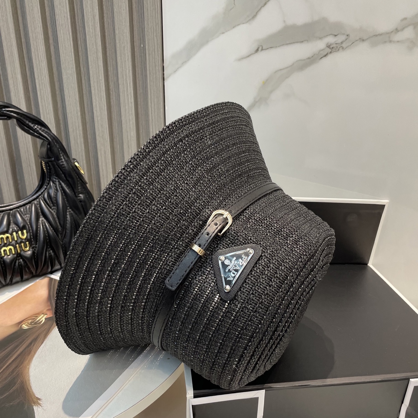 Prada Crochet Raffia Hat