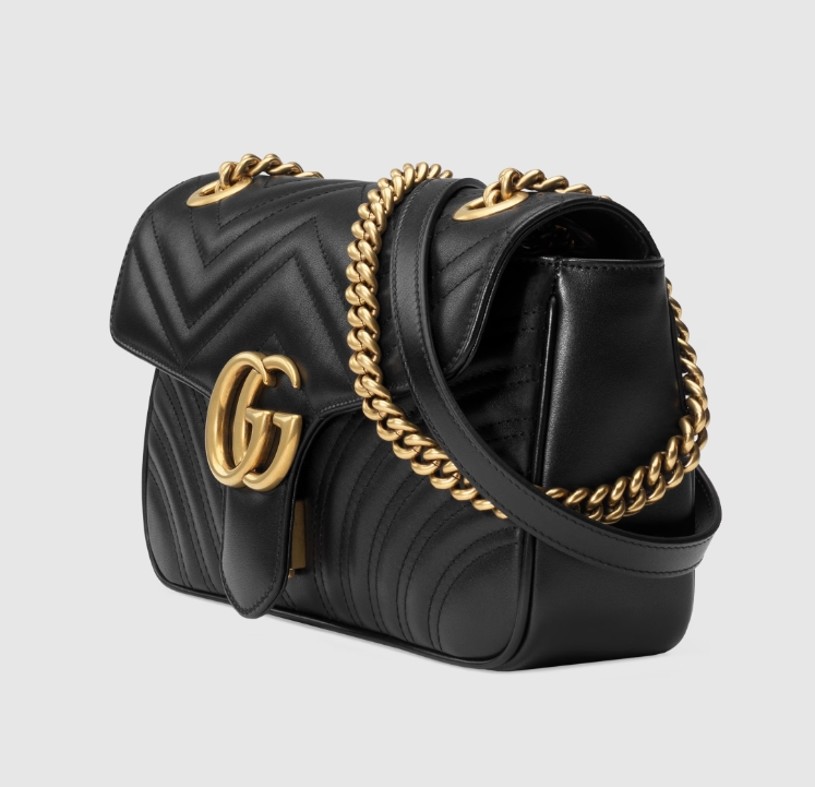 GG MARMONT SMALL MATELASSÉ SHOULDER BAG-Black-‎443497