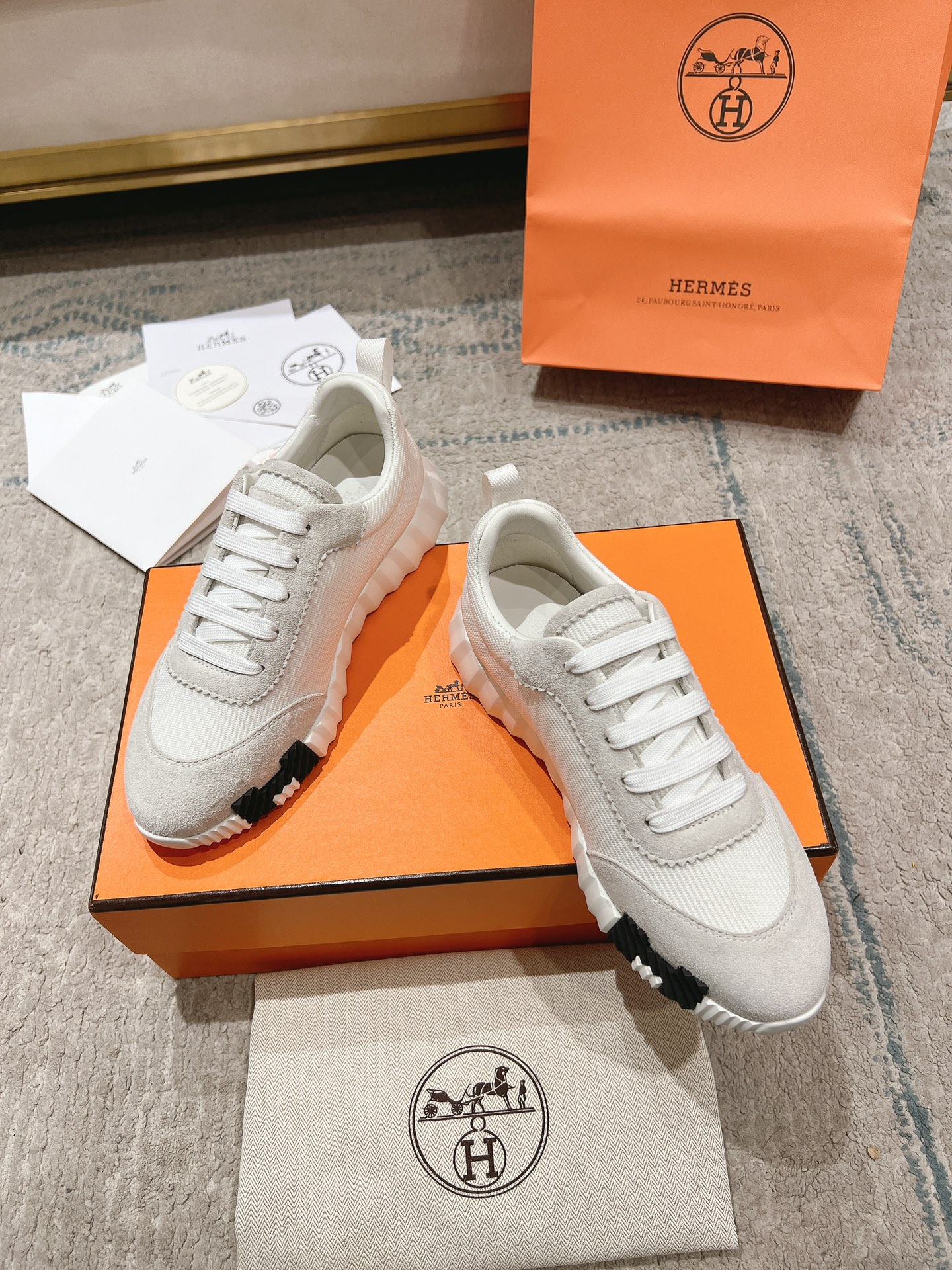 Hermes early autumn new couple casual shoes-white