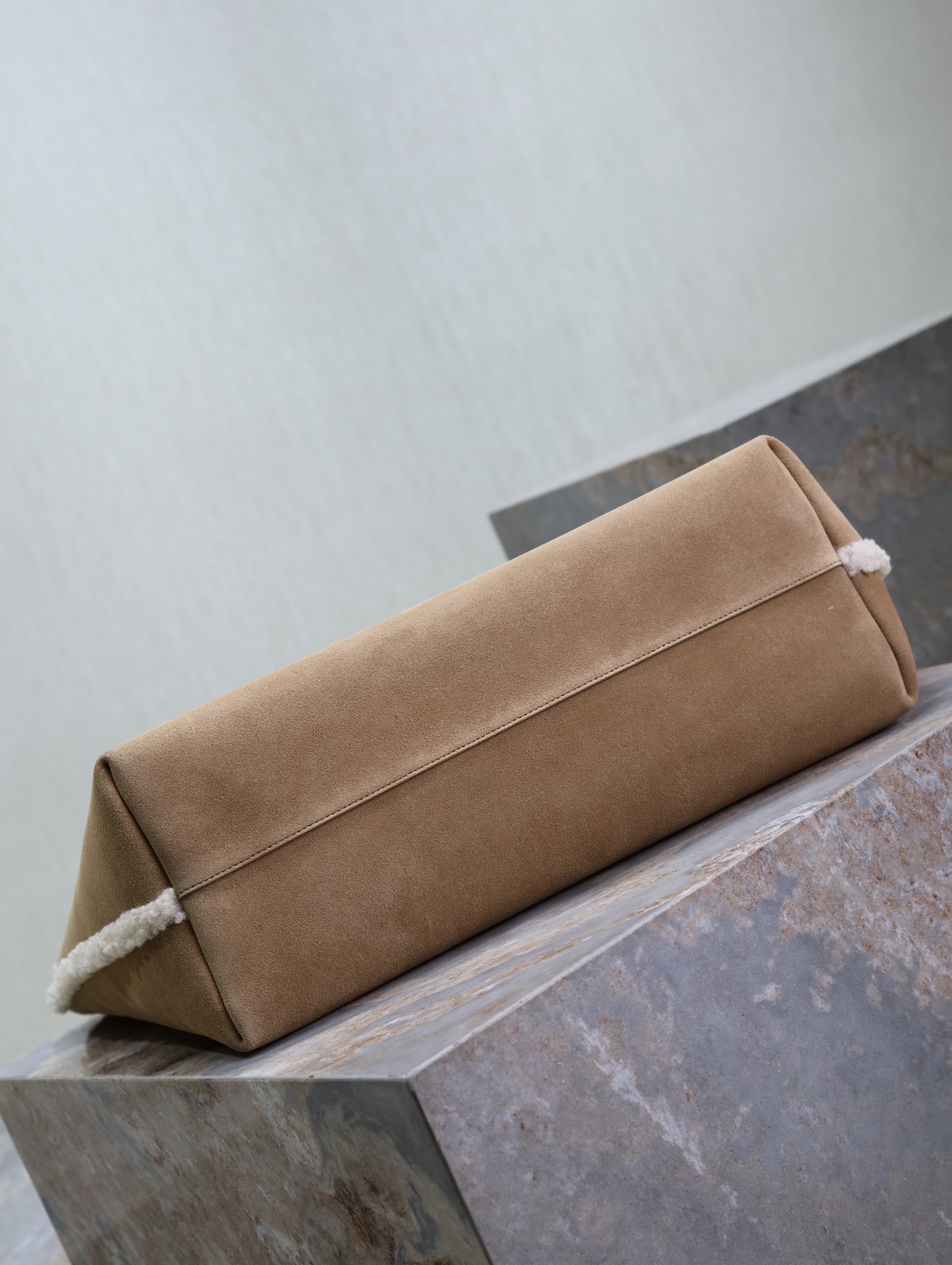 Apricot lamb wool Shopping tote bag